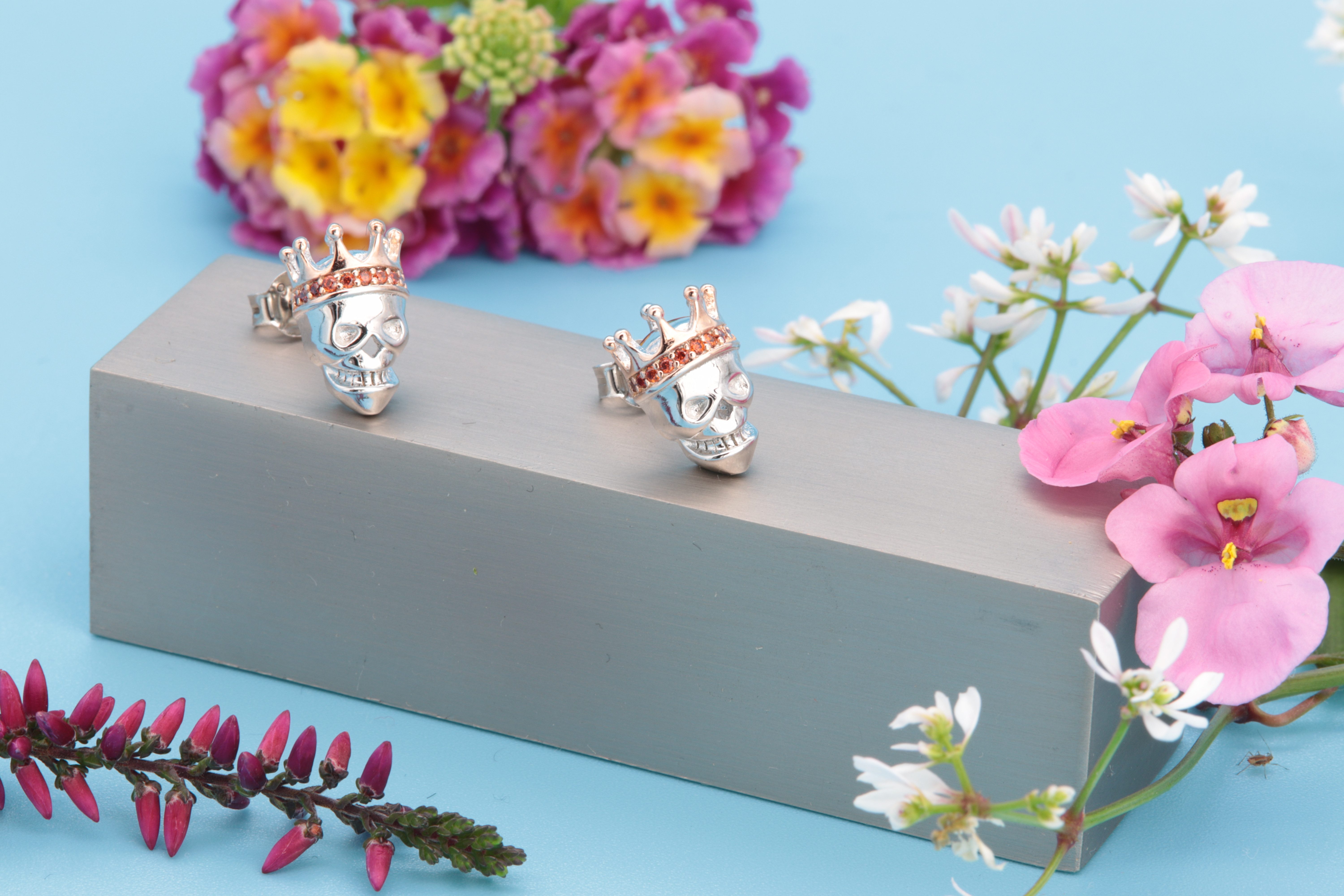 SCHEPPE SCHMUCK Ohrstecker-Set Skull Totenkopf - 925 Sterling Silber - gold günstig online kaufen