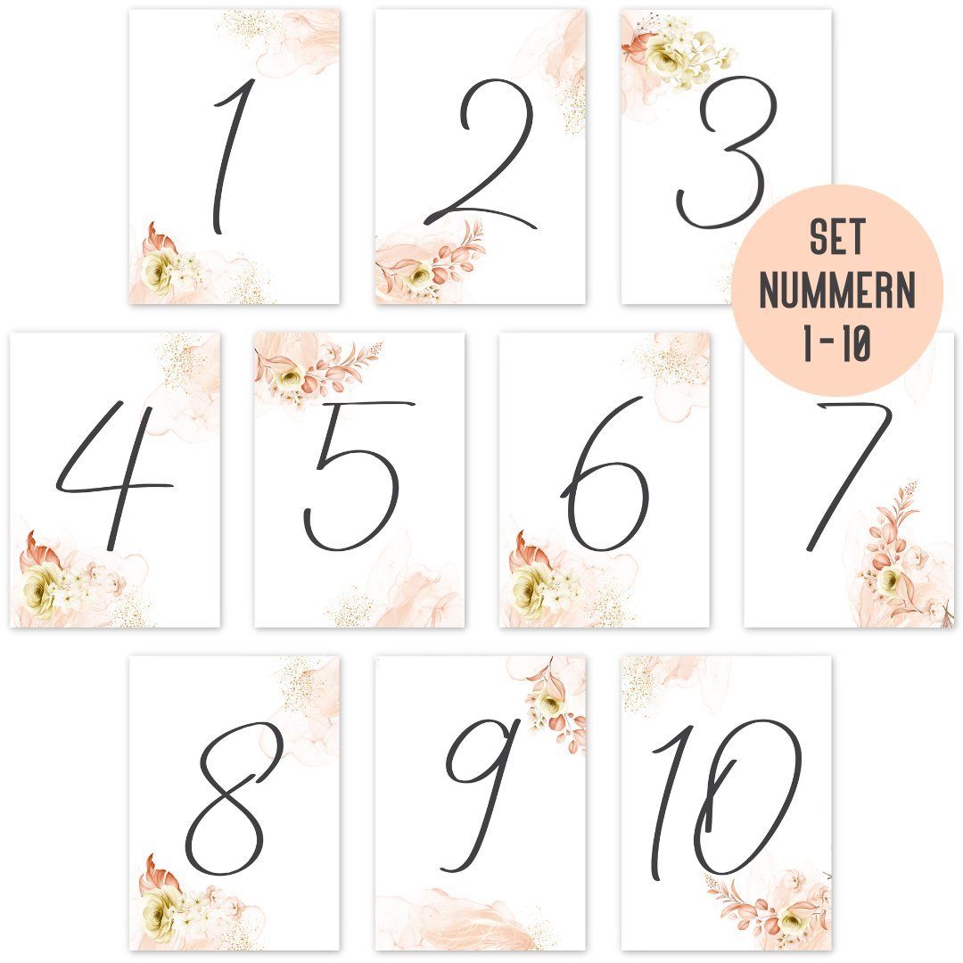 Things of Happiness Papierdekoration Tischnummern Hochzeit Event Geburtstag Tagung, 450mg Papier