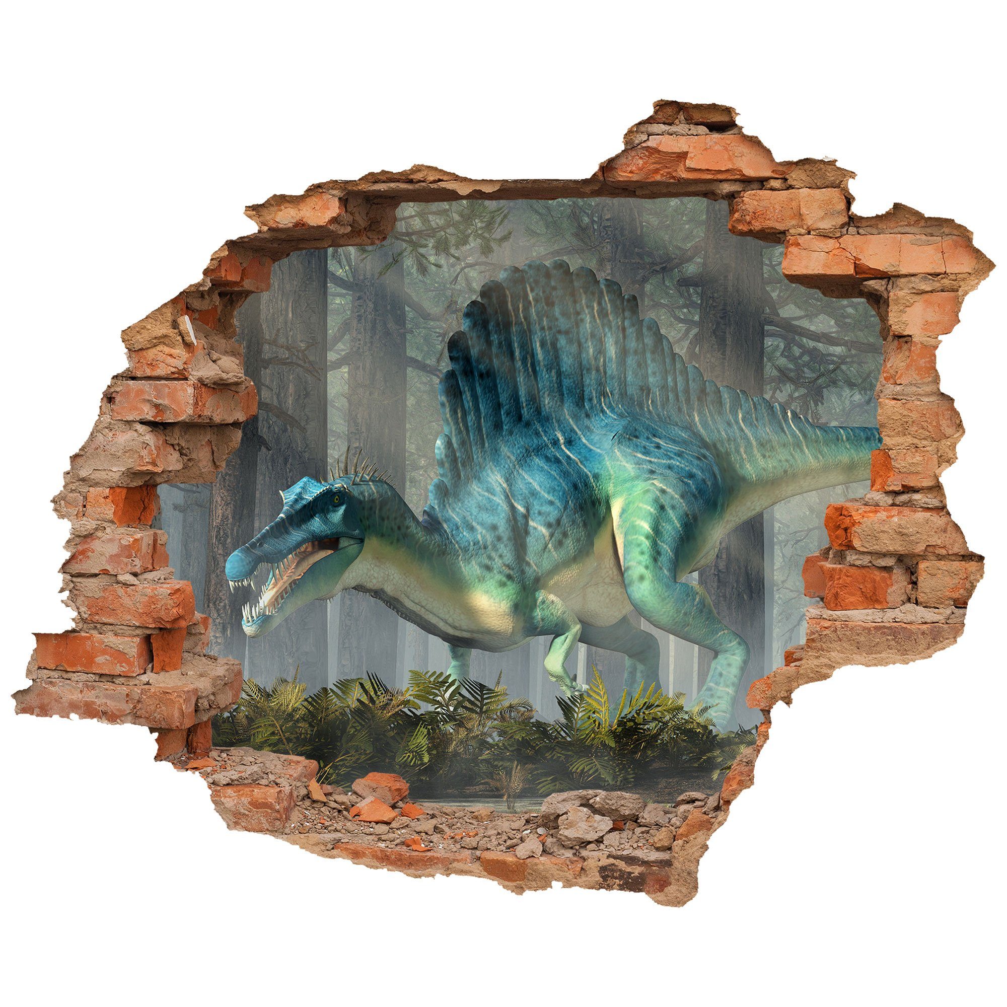 WallSpirit Wandtattoo Wanddurchbruch "Dinosaurier", selbstklebend, rückstandlos abziehbar