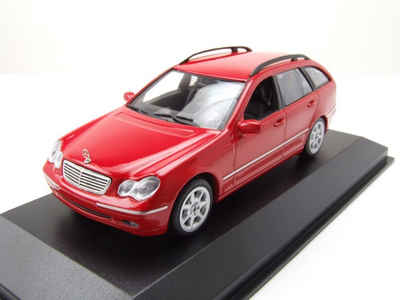 Maxichamps Modellauto Mercedes C-Klasse T-Modell S203 Kombi 2001 rot Modellauto 1:43 Maxicha, Maßstab 1:43