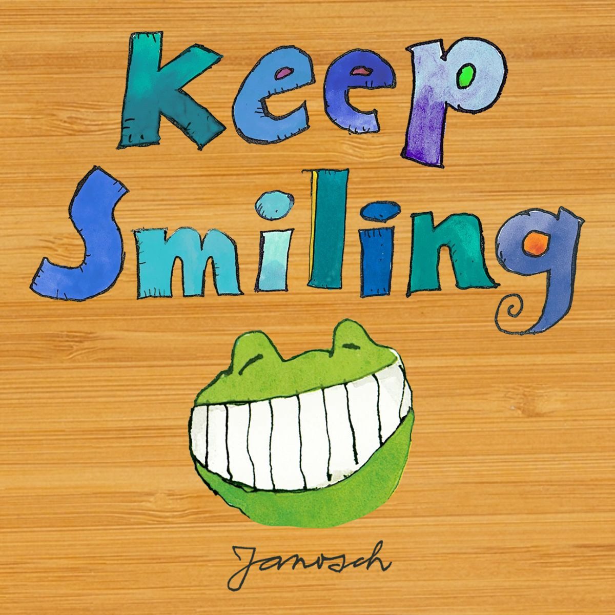 Spreadshirt Lunchbox Janosch Keep Smiling Günther Kastenfrosch Brotdose mit Bambusdeckel, Edelstahl, Bambus