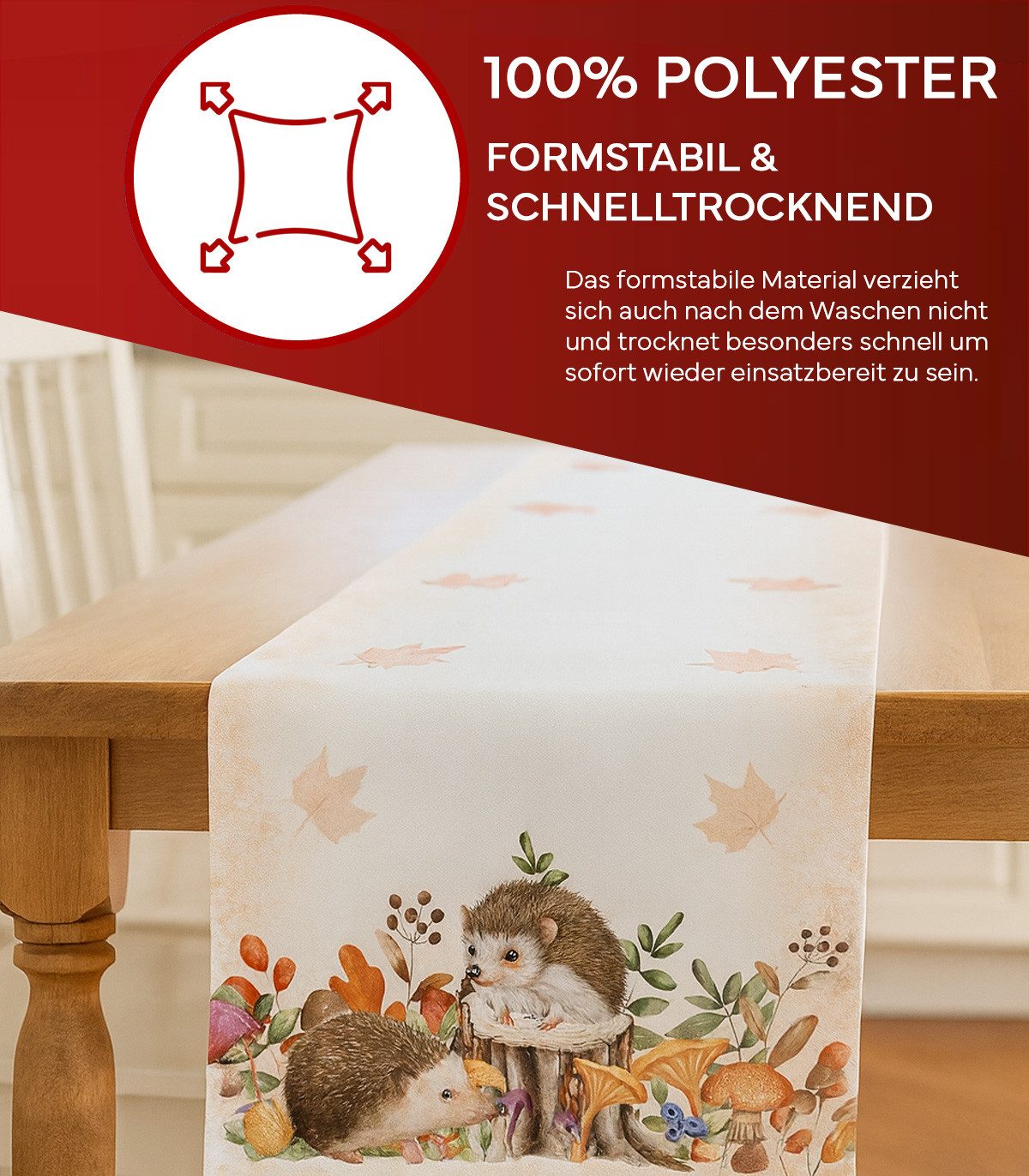 texpot Tischdecke Tischläufer Druck Igel Herbst (1-tlg) günstig online kaufen