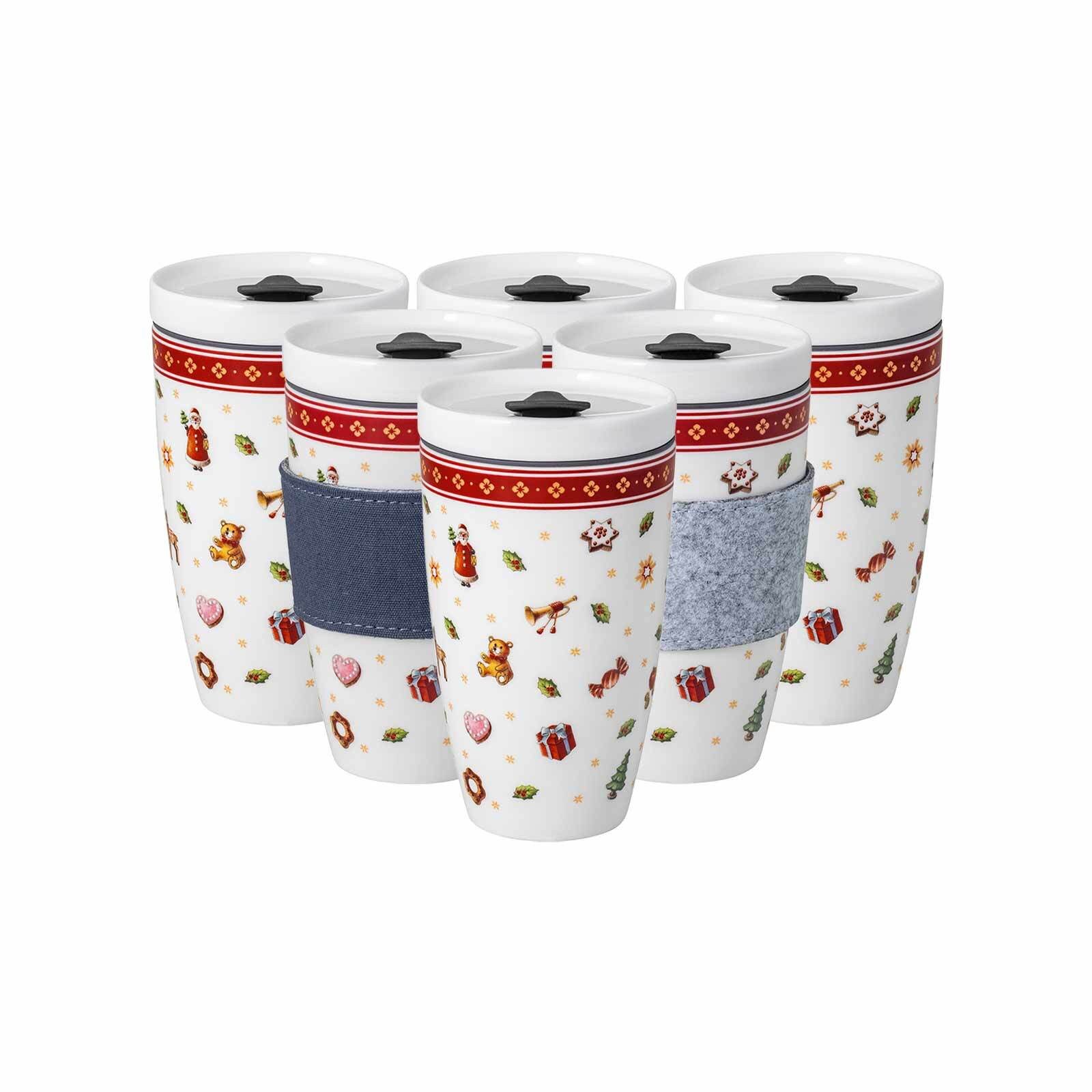 Villeroy & Boch Thermobecher Toy's Delight Coffee To Go Becher 350 ml 6er Set, 6-tlg., Porzellan