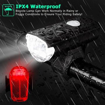 zggzerg Fahrradbeleuchtung LED Fahrradlampe Fahrradlicht-Set StVZO mit Scheinwerfer Rücklicht, USB Aufladbar, IPX5 Wasserdicht Vorne Rücklicht Energiesparend