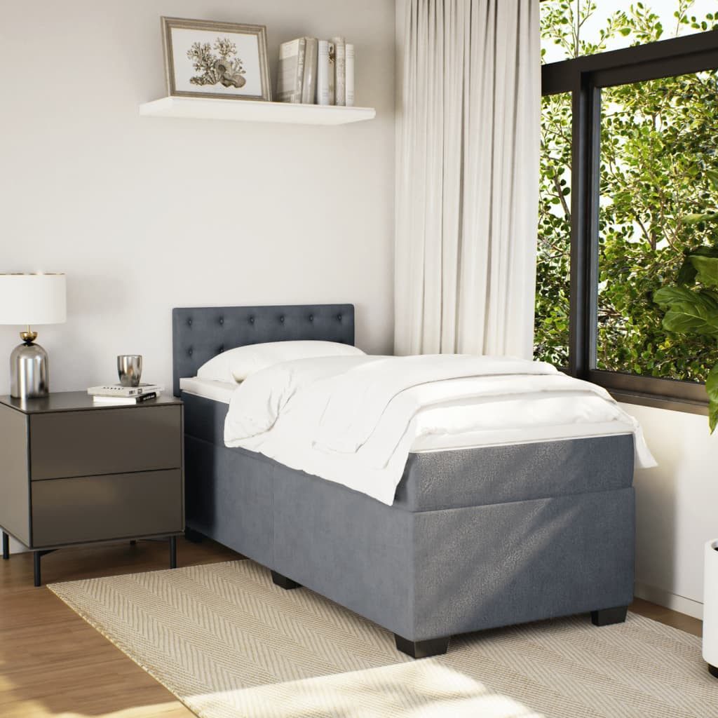 vidaXL Bett Boxspringbett mit Matratze Dunkelgrau günstig online kaufen