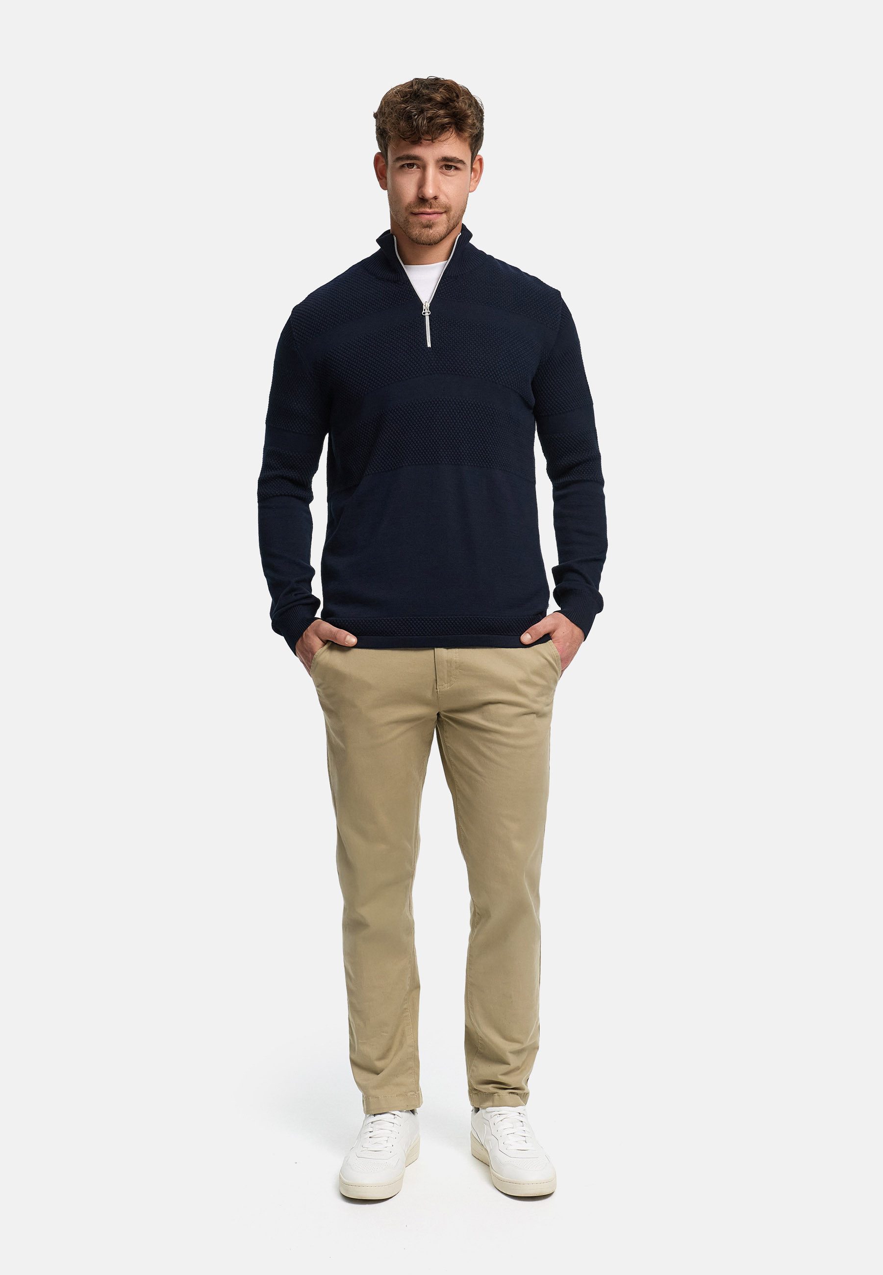Kronstadt Strickpullover Herren KSHannes Half-Zip Pullover Herrenpullover aus hochwertigem Jaquard-Feinstrick