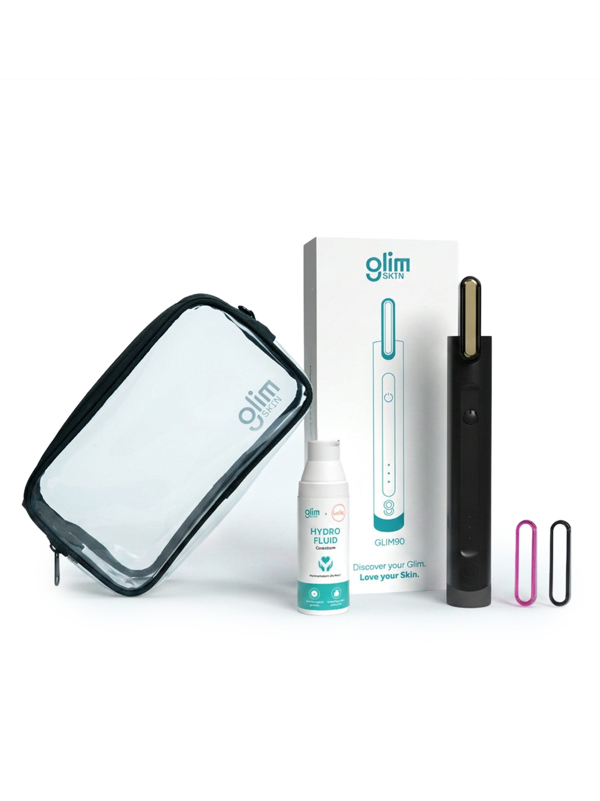 Glim Skin Kosmetikbehandlungsgerät Professionelles Kaltplasma-Kosmetikgerät GLIM90 Hydrofluid Reiseetui, Elektrische Gesichtsbürste, Gesichtspflege Gerät, Gesicht reinigen