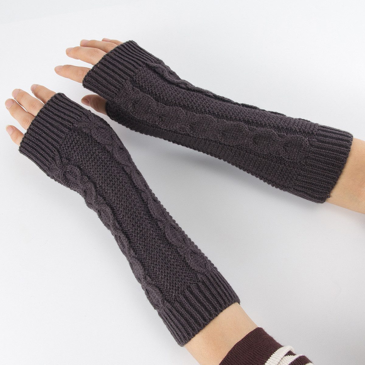 Coonoor Armstulpen Armstulpen Damen Wolle Pulswärmer Strick Halb Fingerlose Handschuhe Gestrickte Handstulpen Unisex Winterhandschuhe Wärmer Armwärmer