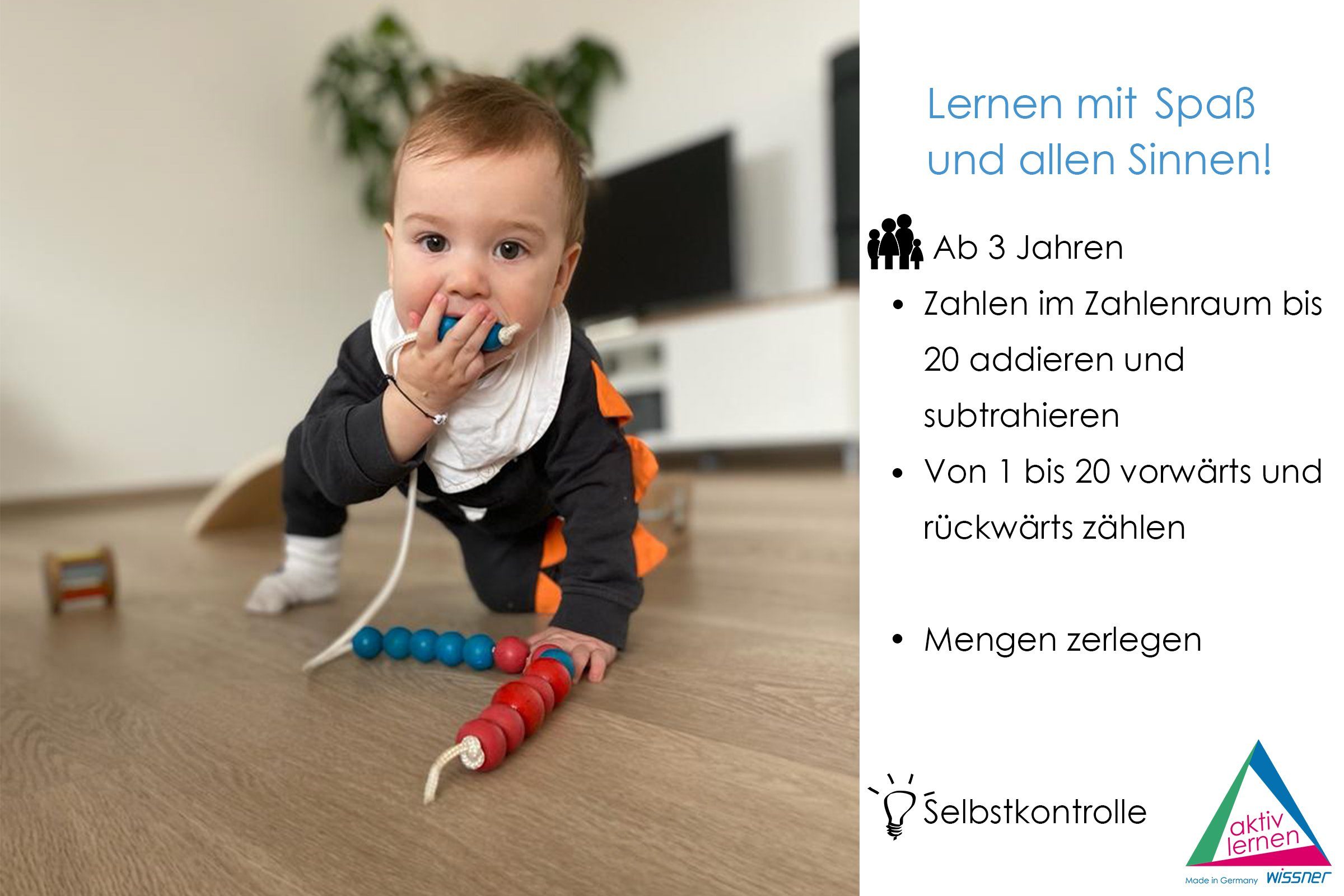 Wissner® aktiv lernen Lernspielzeug Riesen-Rechenkette (Rot/Blau) 20er Zahlenraum, Mathe lernen, RE-Plastic® – Bild 3 von 5