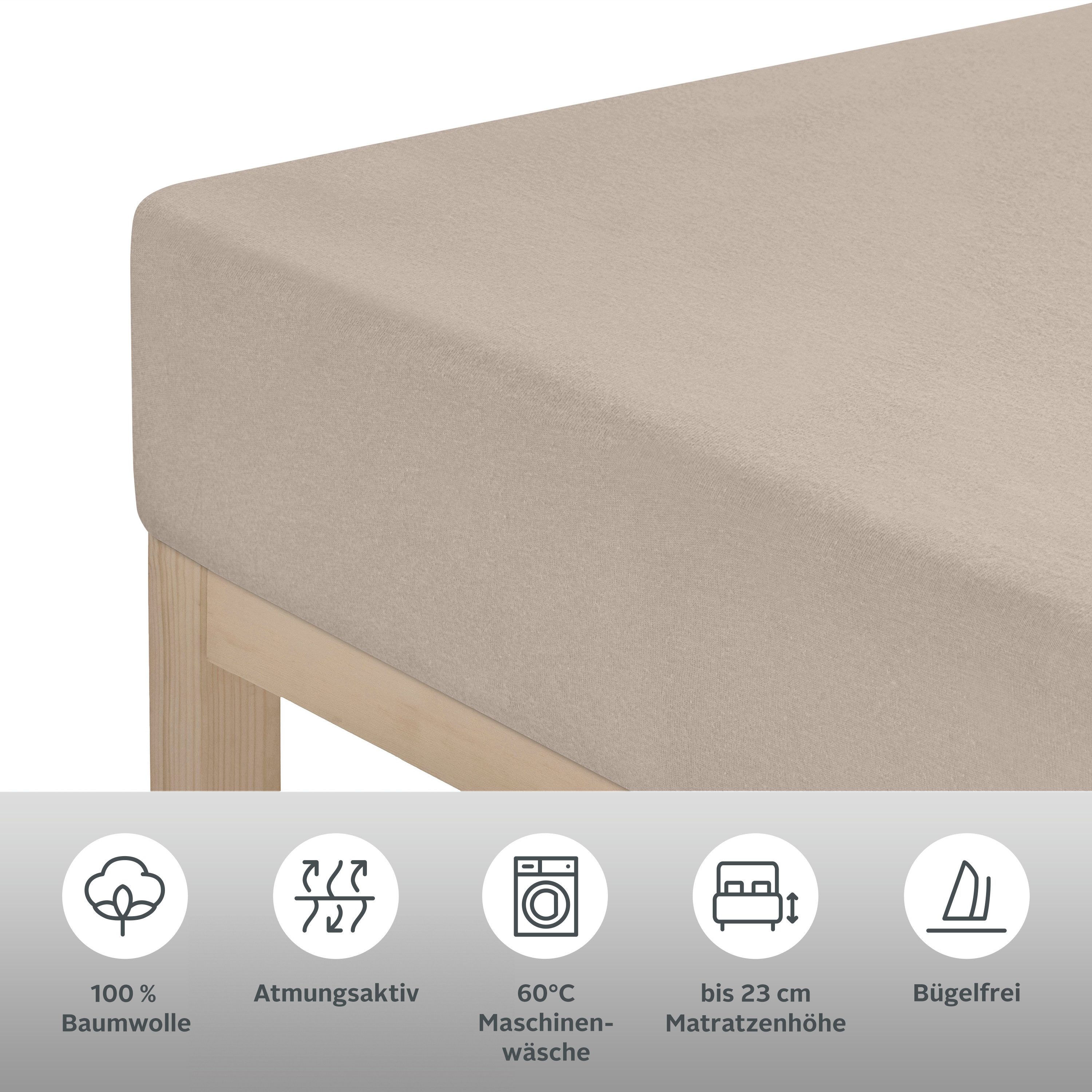 LeGer Home by Lena Gercke Spannbettlaken LINNEAL Jersey aus 100% Baumwolle, 150 g/m², Jersey, Gummizug: rundum, (1 Stück), Premium Bettlaken für Matratzen bis 2 – Bild 3 von 5