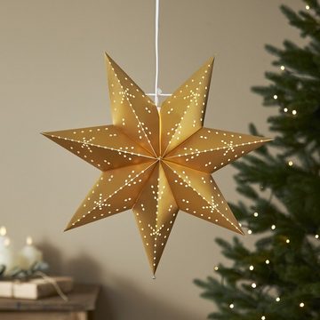 MARELIDA LED Stern Papierstern Leuchtstern Weihnachtsstern Faltstern 45cm mit Kabel gold