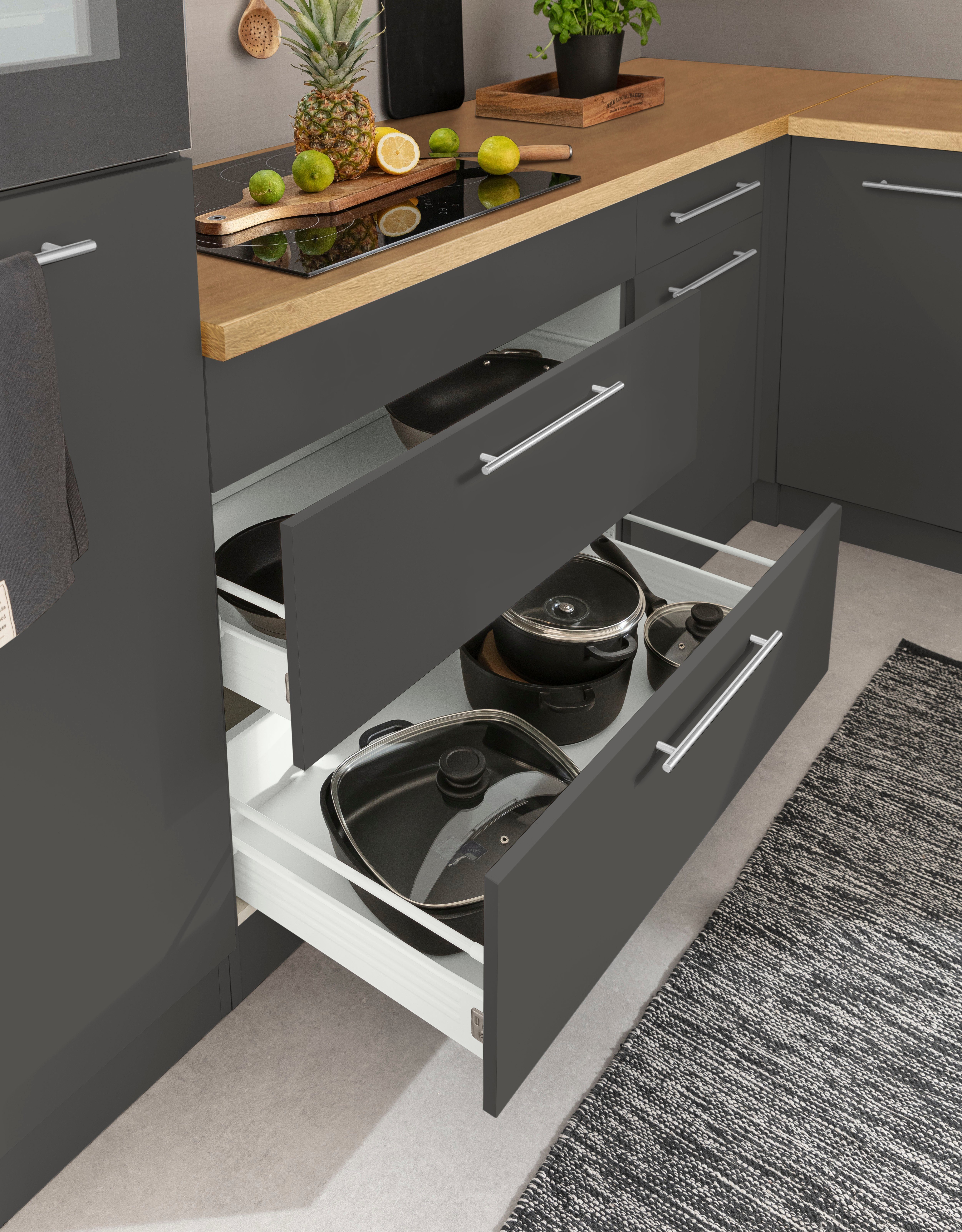 wiho Küchen Winkelküche E-Geräten, 220 cm 260 Unna, mit Anthrazit anthrazit x | Stellbreite