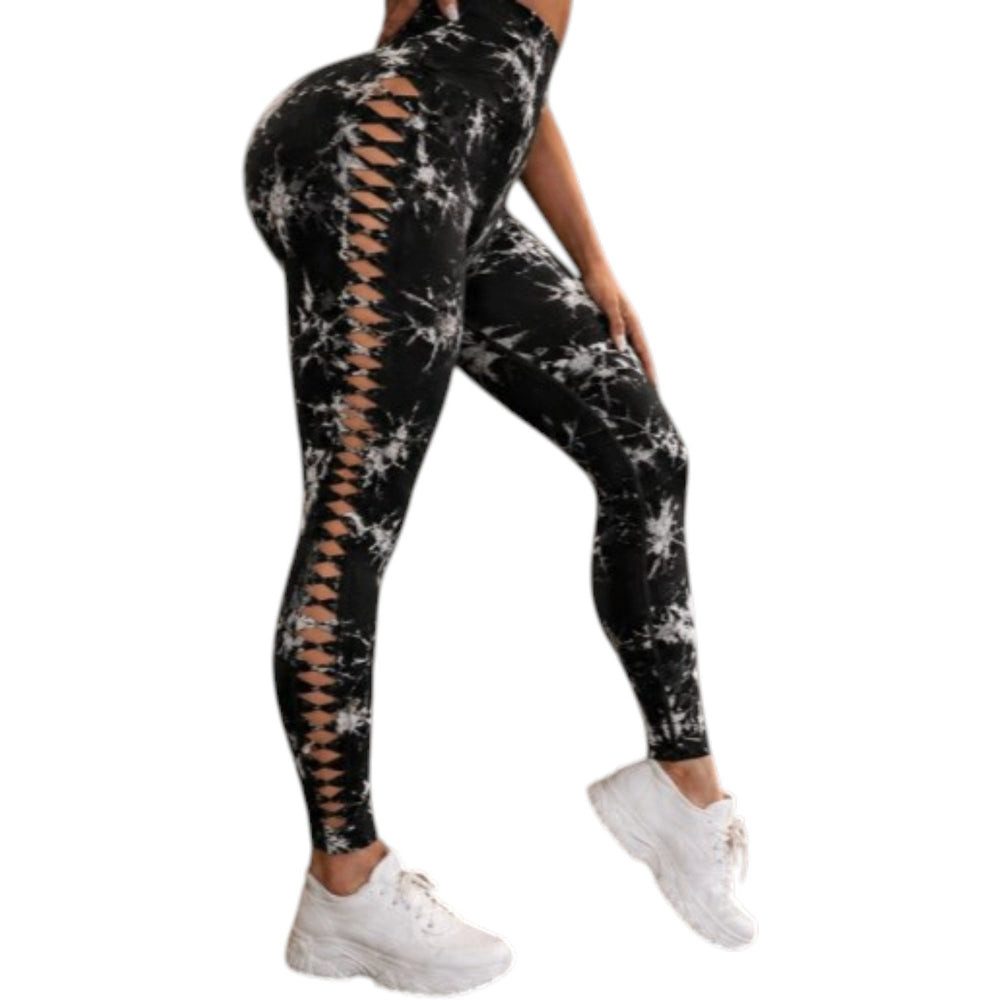 Da Meso Leggings Damen Push Up Leggings Marmoriert High Waist Fitness figurformend