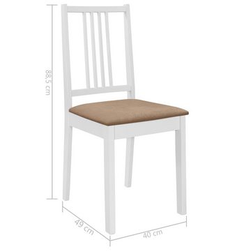 vidaXL Esszimmerstuhl Esszimmerstühle mit Polstern 2 Stk. Weiß Massivholz (2 St)