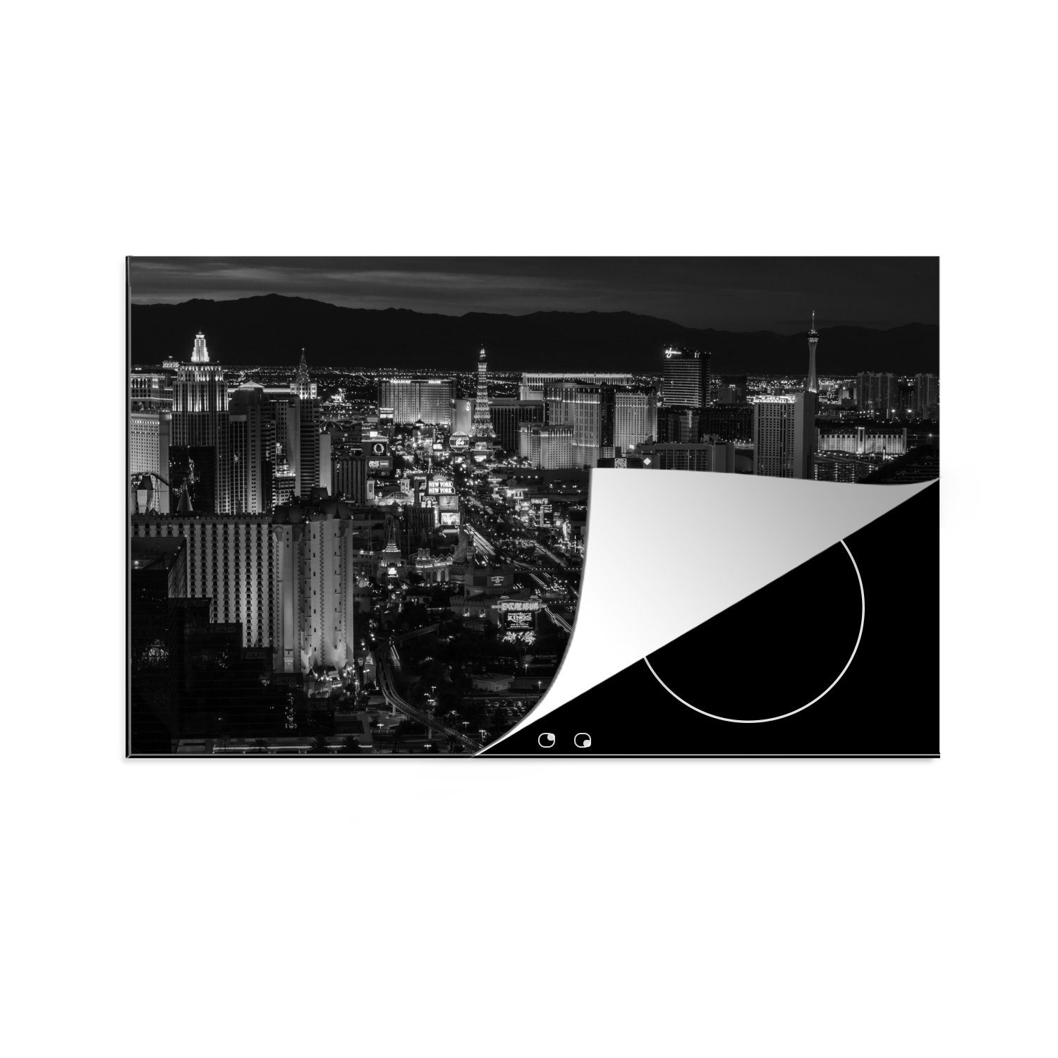 MuchoWow Herdblende-/Abdeckplatte Las Vegas bei Nacht, Vinyl, (1 tlg), 81x52 cm, Induktionskochfeld Schutz für die küche, Ceranfeldabdeckung