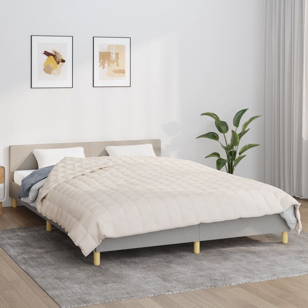 vidaXL Einziehdecke 200 x 200 cm Gewichtsdecke Hellcreme 200x200 cm 13 kg Stoff Therapie B