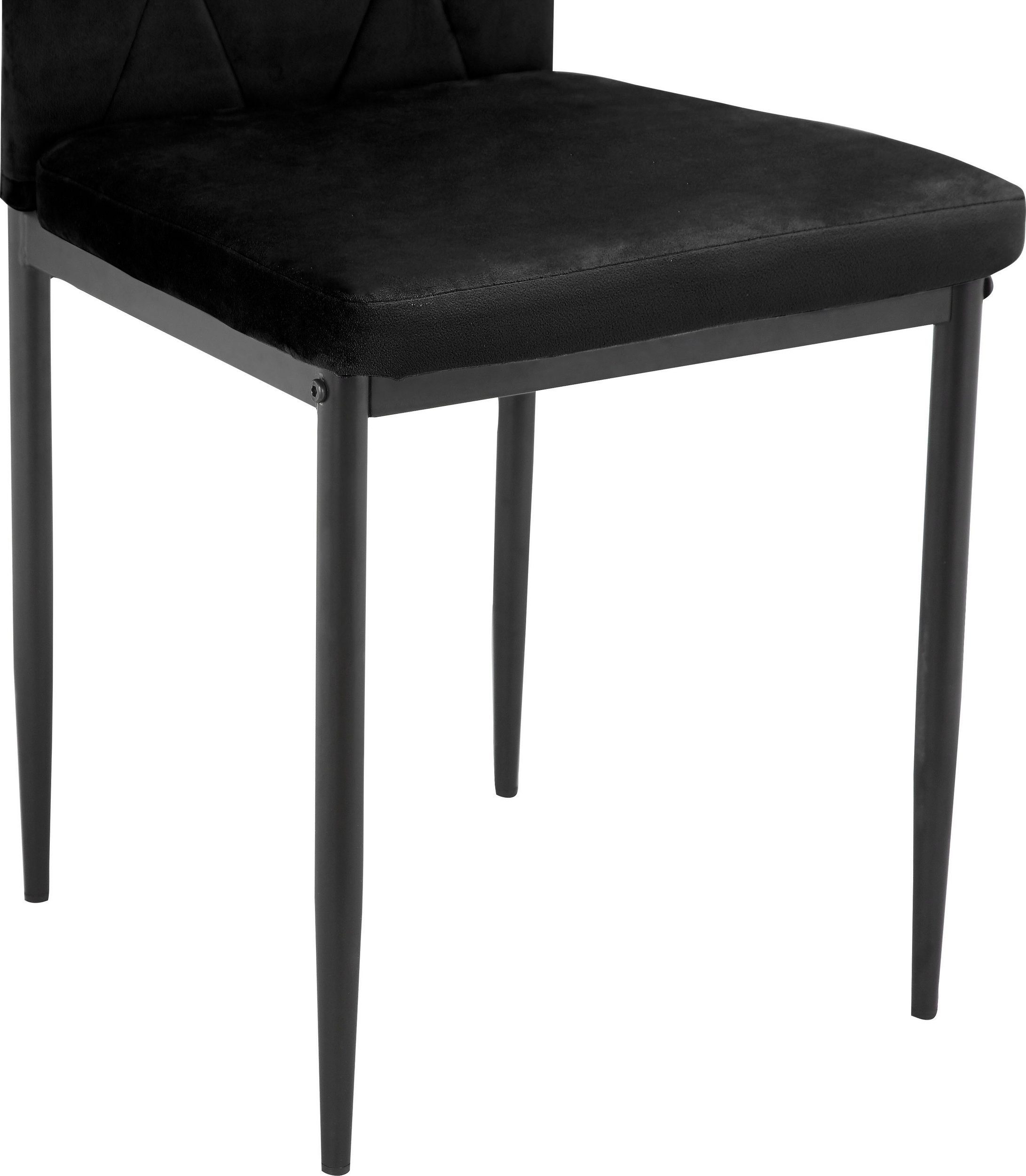 schwarz Samtoptik, cm Mulle | in schwarz 2 48,5 Esszimmerstuhl Sitzhöhe Metallgestell, St), (Set, Bezug loft24