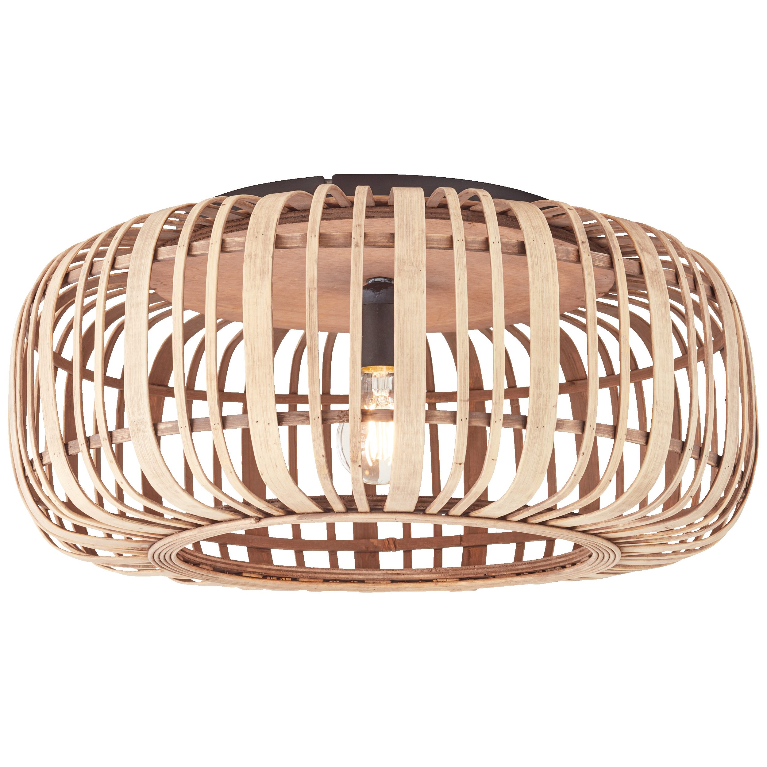 Lightbox Deckenleuchte, ohne Leuchtmittel, hellbraune Deckenlampe - dimmbare Deckenleuchte mit Bambus-Schirm