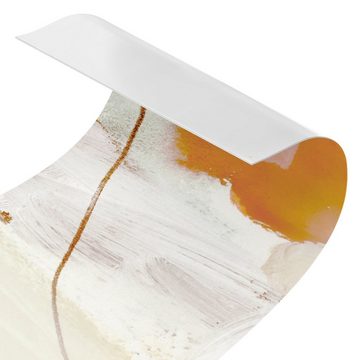 Bilderdepot24 Küchenrückwand orange dekor Abstrakt Aquarell Kunst Ravel I Wandverkleidung Küche, (1-tlg., Nischenrückwand - für Fliesenspiegel ohne Bohren - matt), Spritzschutz Rückwand Küche Herd - Folie selbstklebend versch. Größen