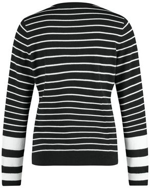 GERRY WEBER Rundhalspullover Geringelter Pullover mit dekorativer Paspel