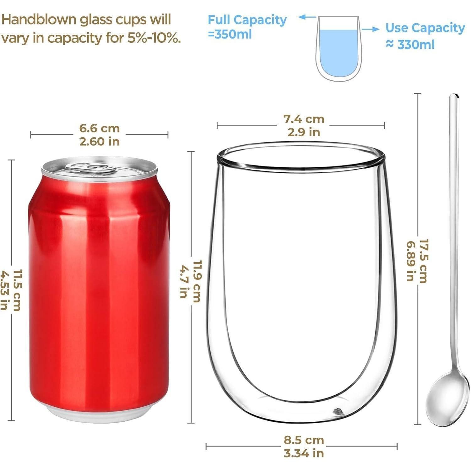 LuxusKollektion Latte-Macchiato-Glas Doppelwandige Latte Macchiato Gläser Set Borosilikatglas Kaffeetassen