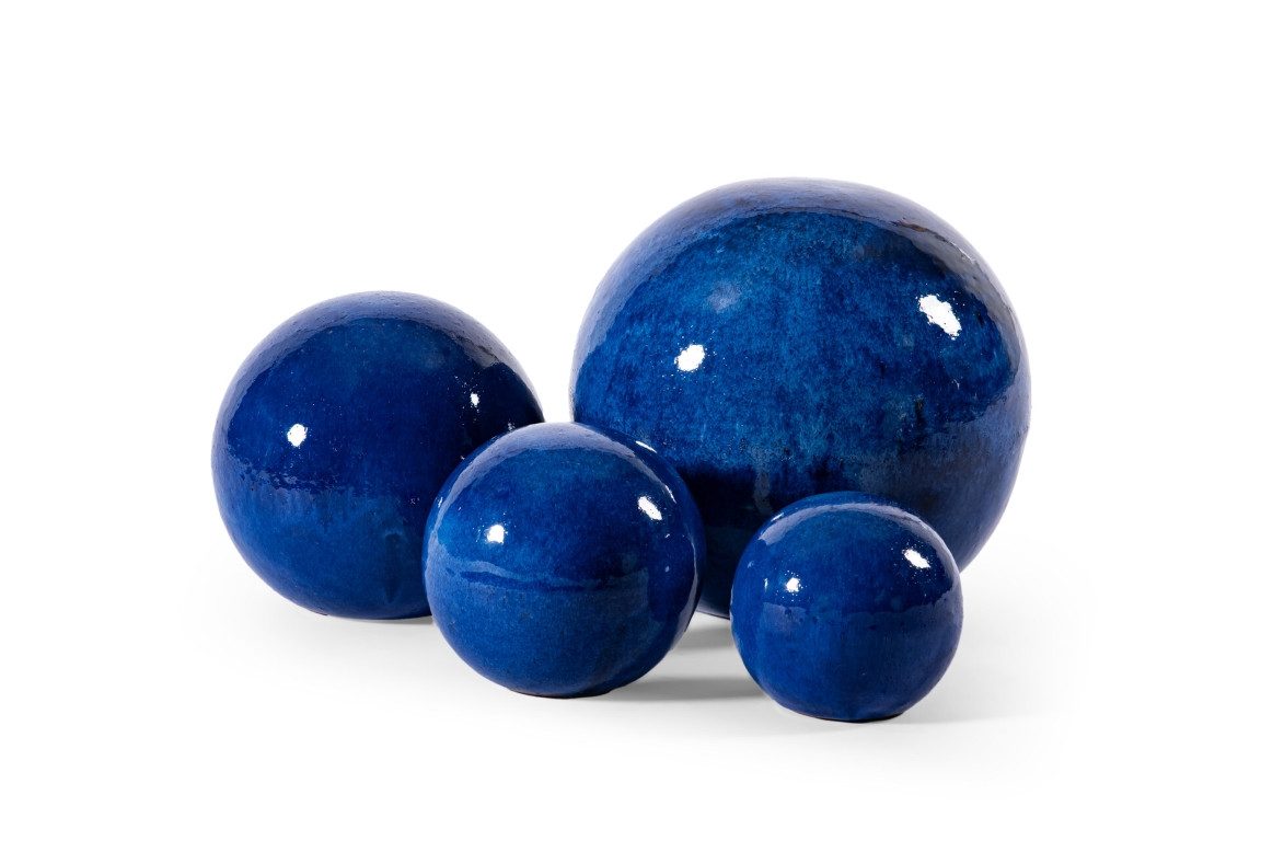 Teramico Dekokugel Gartenkugeln Keramik 3er Set Blau glasiert, 100