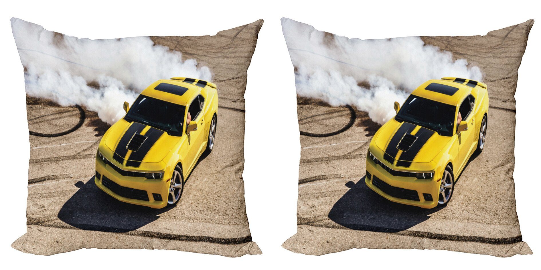 Accent Car Gelb Kissenbezüge Stück), Abakuhaus Modern Sports Doppelseitiger Digitaldruck, Speedy (2 Racer