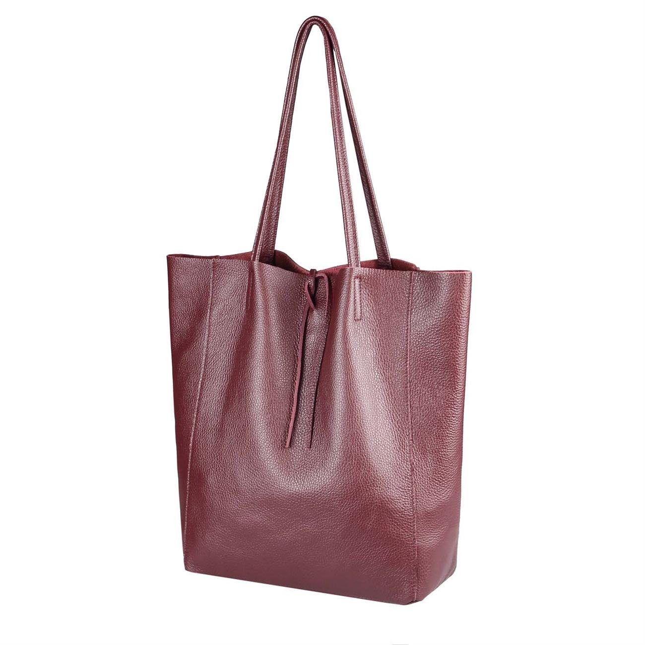 ITALYSHOP24 Schultertasche Made in Italy Damen Premium Leder SHOPPER Tasche HOBO Umhängetasche, Echtleder Business Bag leicht groß klassisch sicher geräumig Beutel