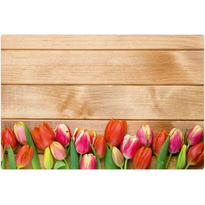 Platzset Platzset bunte Tulpen auf Holz 12 Stk. 43 5 cm matches21 HOME & HOBBY (12-St)