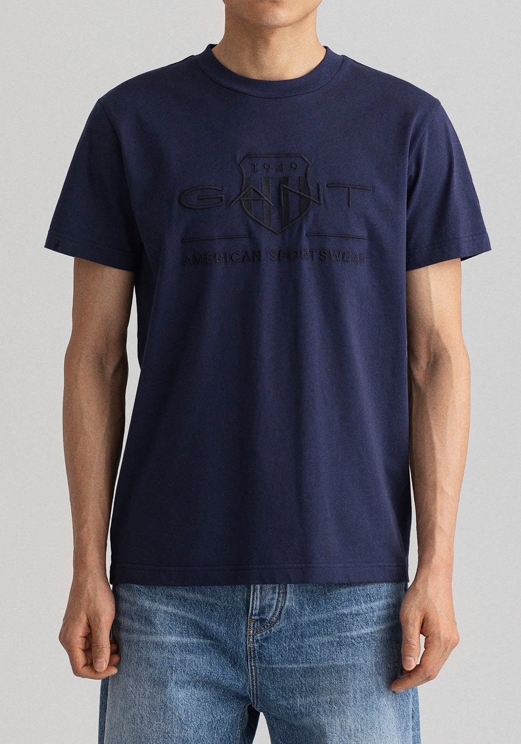 Gant T-Shirt D.1 GANT PRIDE PIQUE mit Logostickerei auf der Brust evening blue