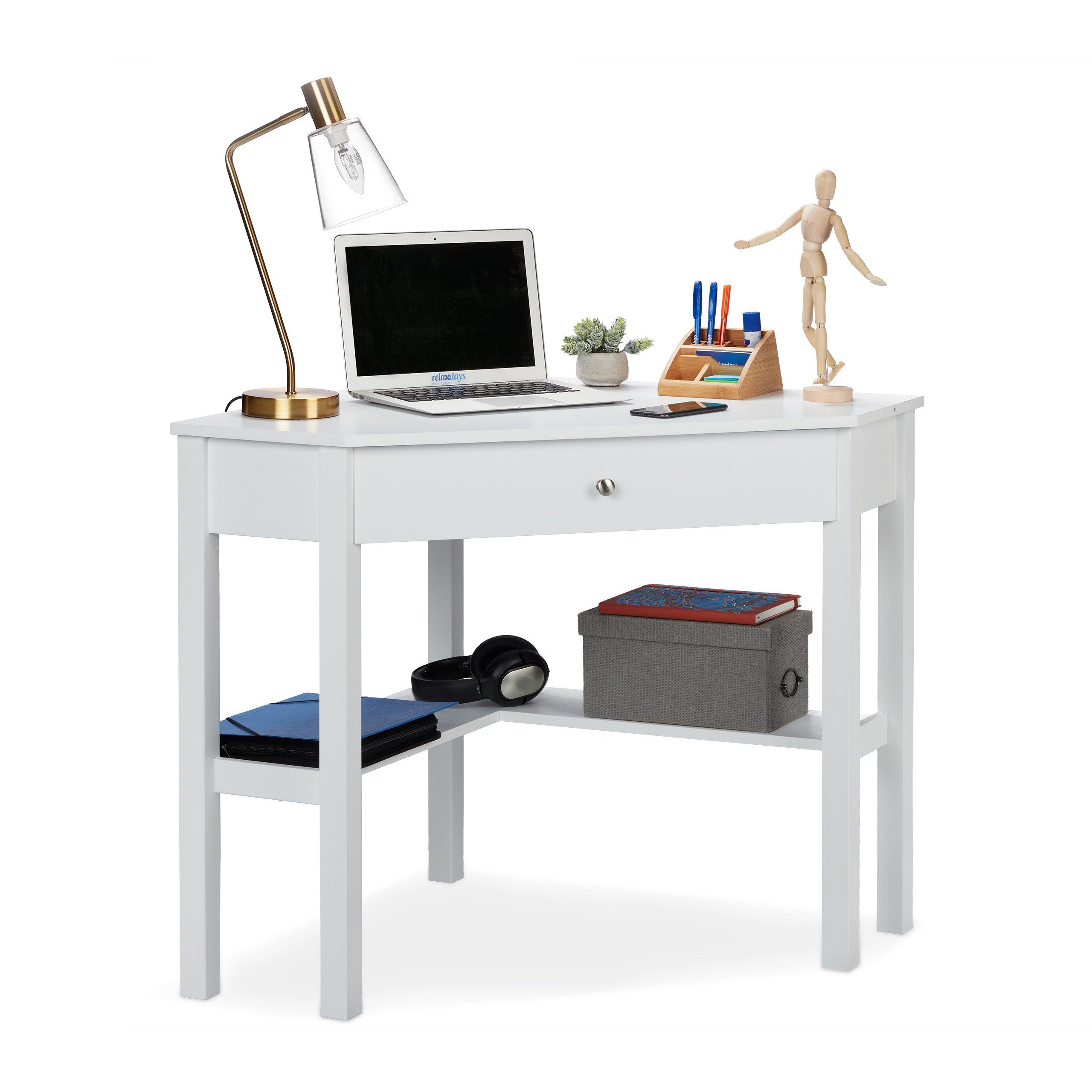 relaxdays Eckschreibtisch Weißer Eckschreibtisch günstig online kaufen