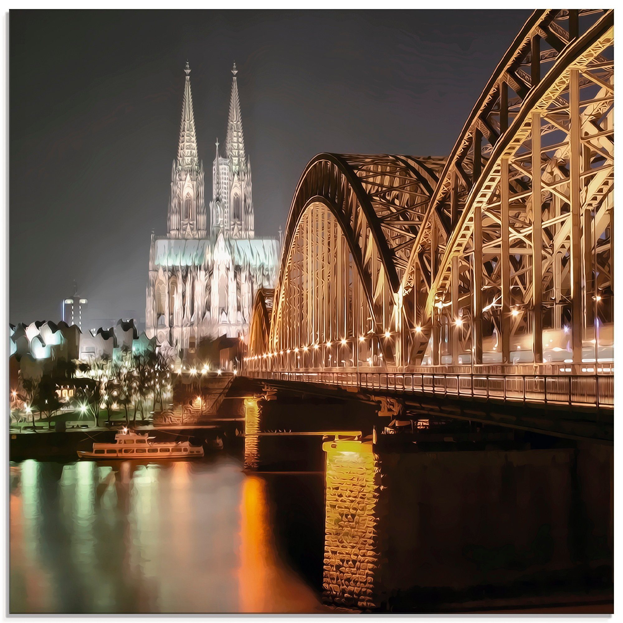 Artland Glasbild Köln Skyline Collage V, Brücken (1 St), in verschiedenen Größen