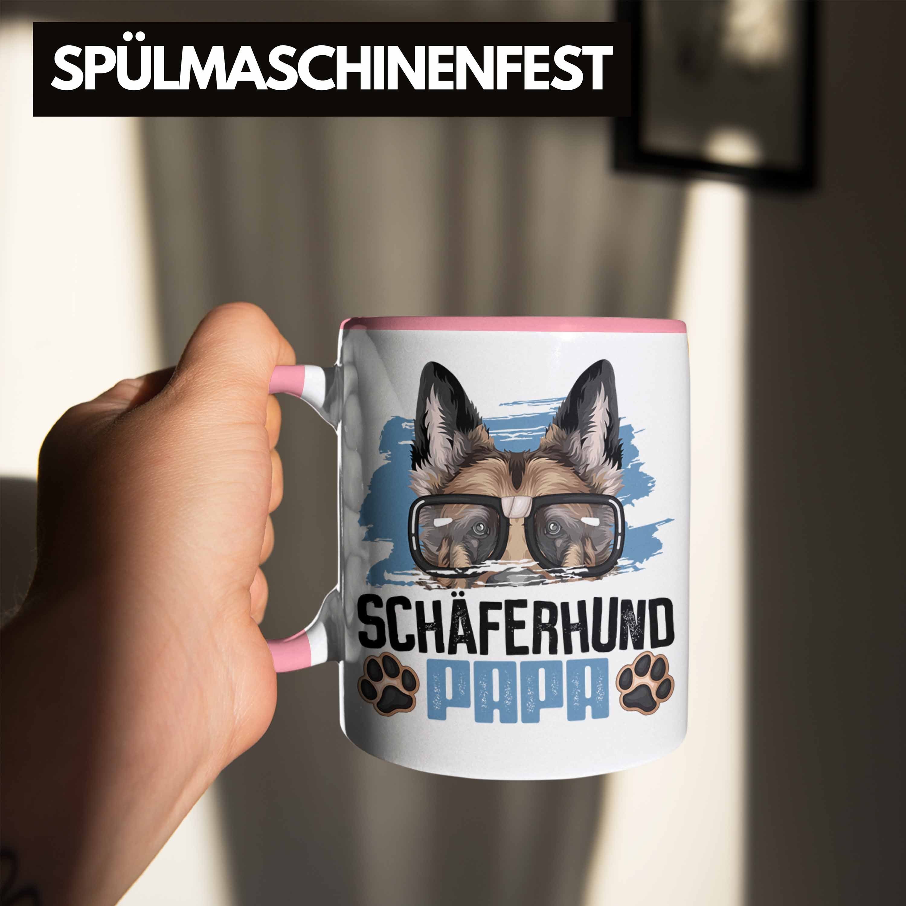 Trendation Tasse Schäferhund Papa Besitzer Rosa Tasse Geschenk Geschenkidee Lustiger Spruch