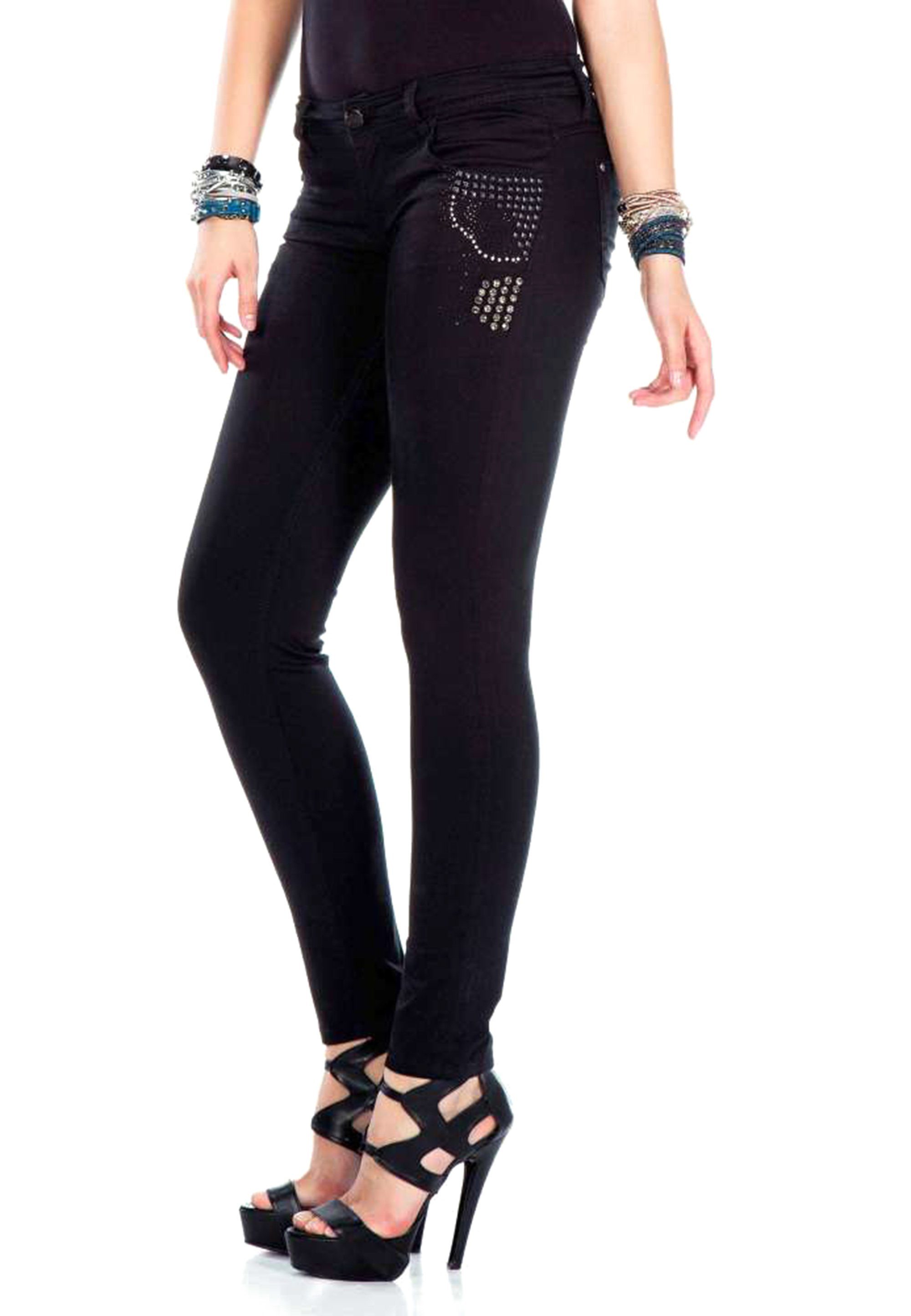 Damen Jeans Cipo & Baxx Slim-fit-Jeans mit stylischer Nietenverzierung und Skinny-Fit