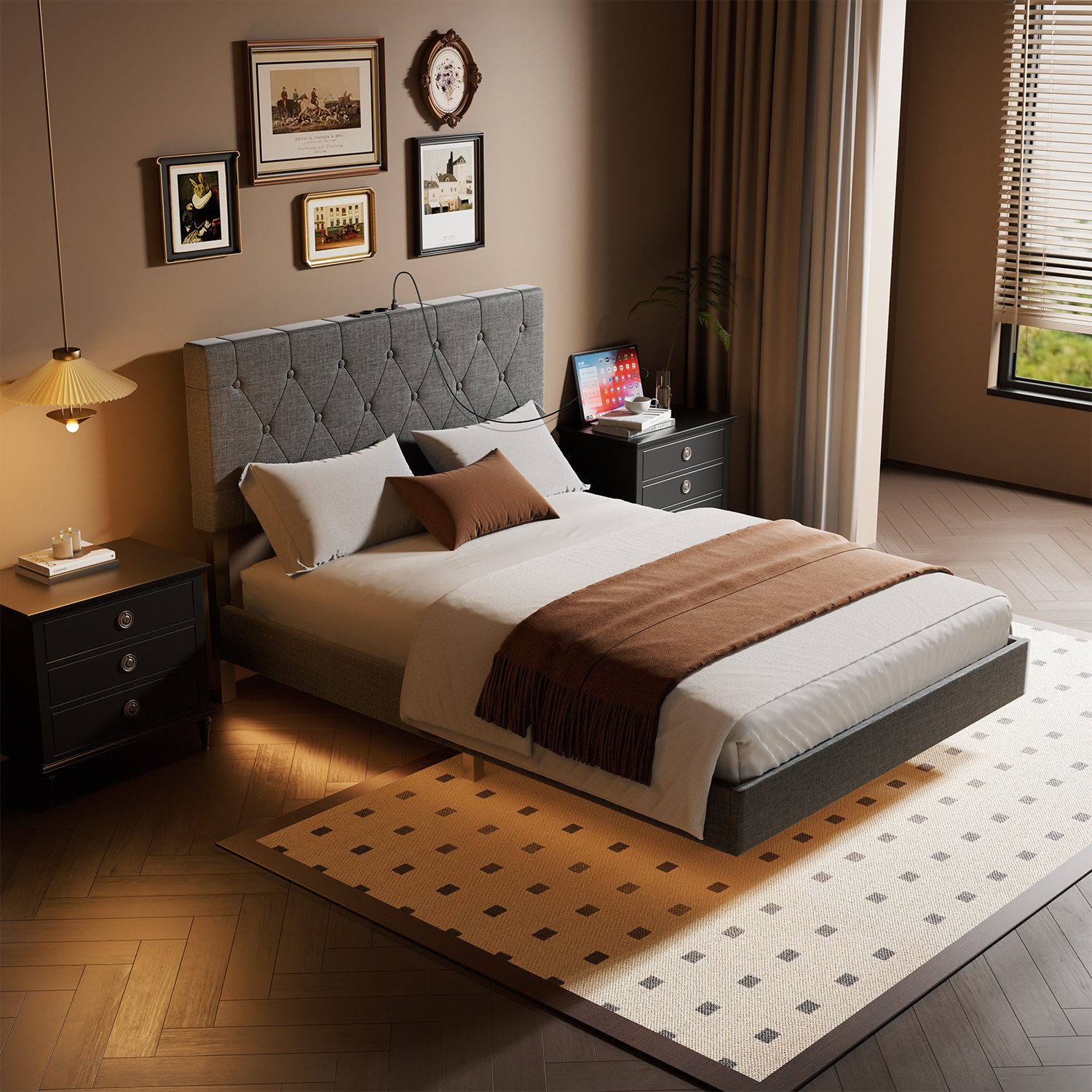 oyajia Bettgestell Doppelbett 140x200cm mit Lattenrost, Schwebebett Gestell günstig online kaufen