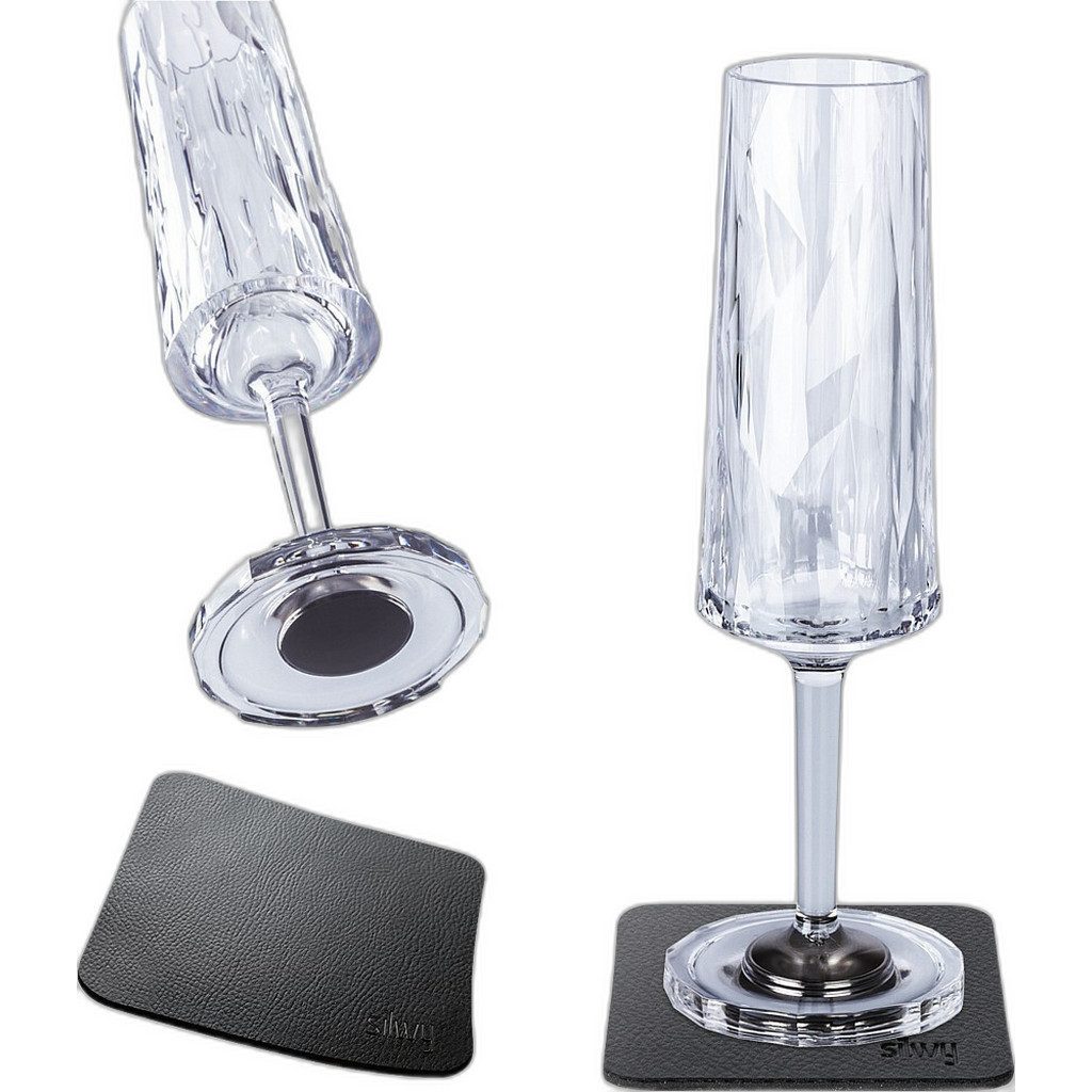 Gläser-Set Silwy Magnet-Kunststoffgläser SEKT 2er-Set Hightech transparent