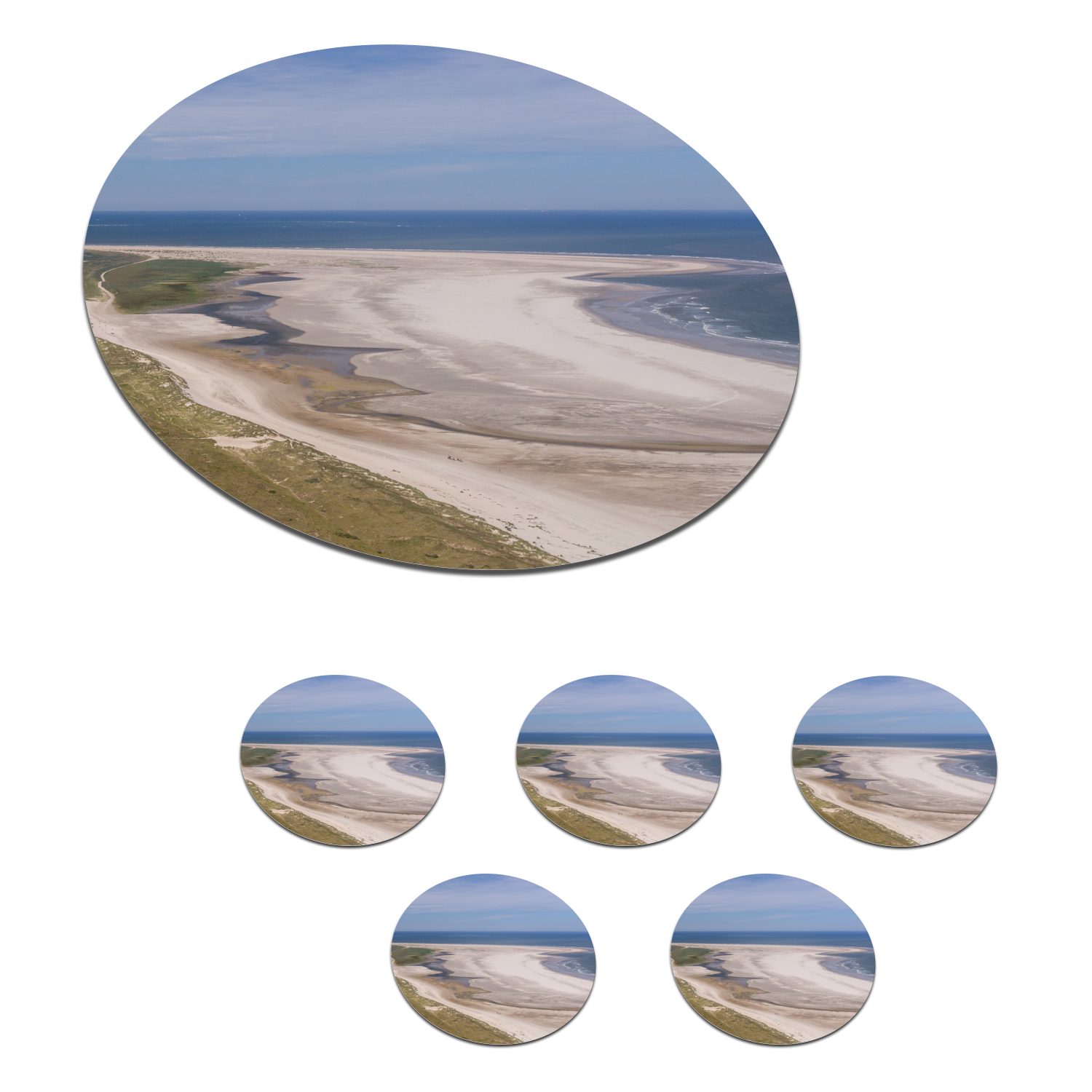 Tassenuntersetzer, Becher oben, Tasse, und Gläser, Ameland Zubehör 6-tlg., MuchoWow von das Wattenmeer für Glasuntersetzer Getränkeuntersetzer, Korkuntersetzer,