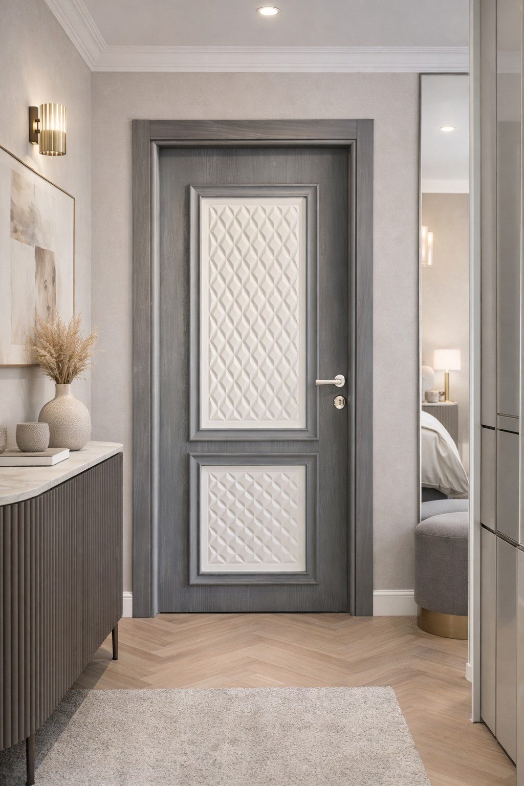 JVmoebel Zimmertür Graue Holztür im Designer-Stil für moderne Wohnungen