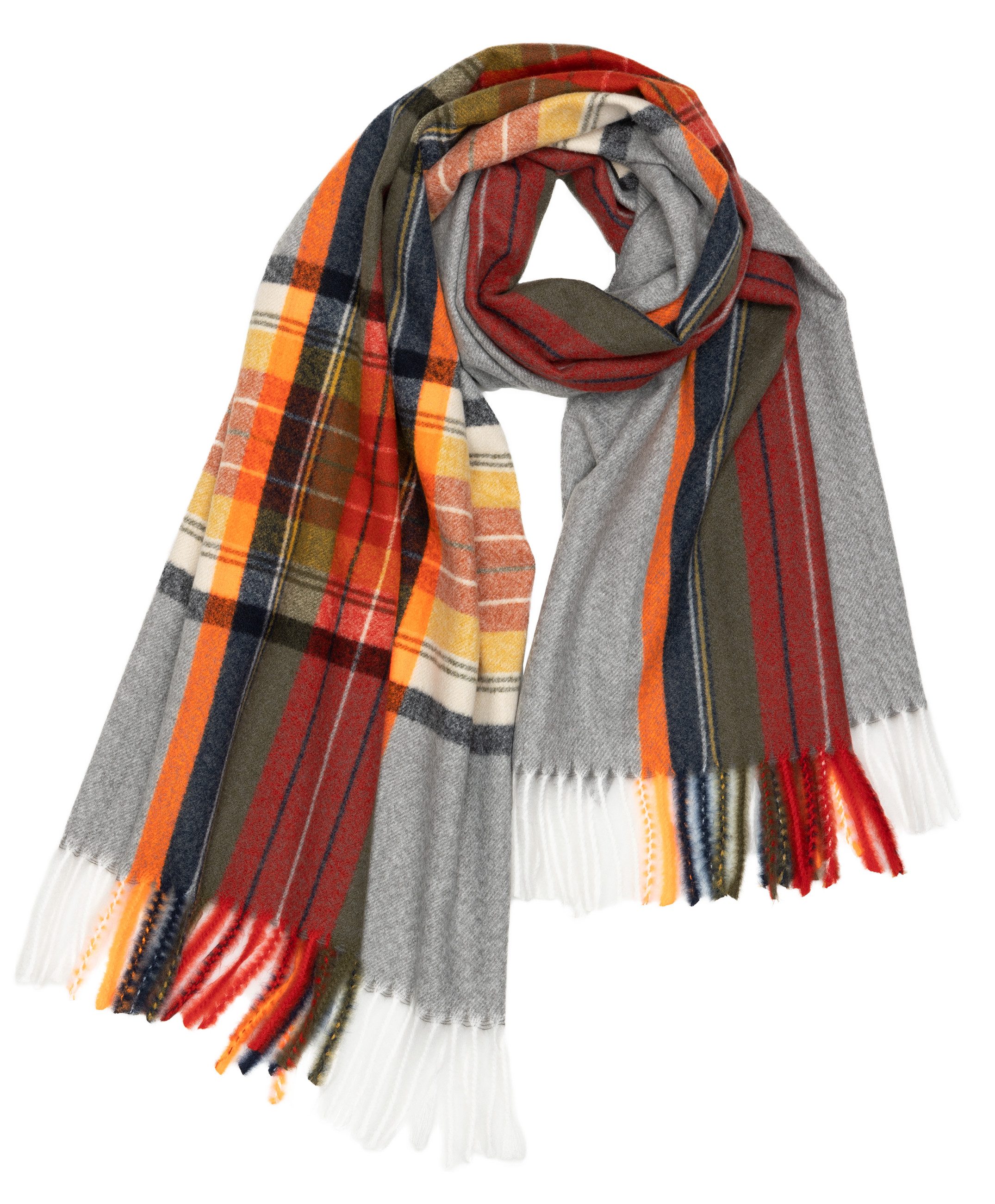Modeschal SC513 Damen XXL Fransen Tartan Plaid Winter Schal