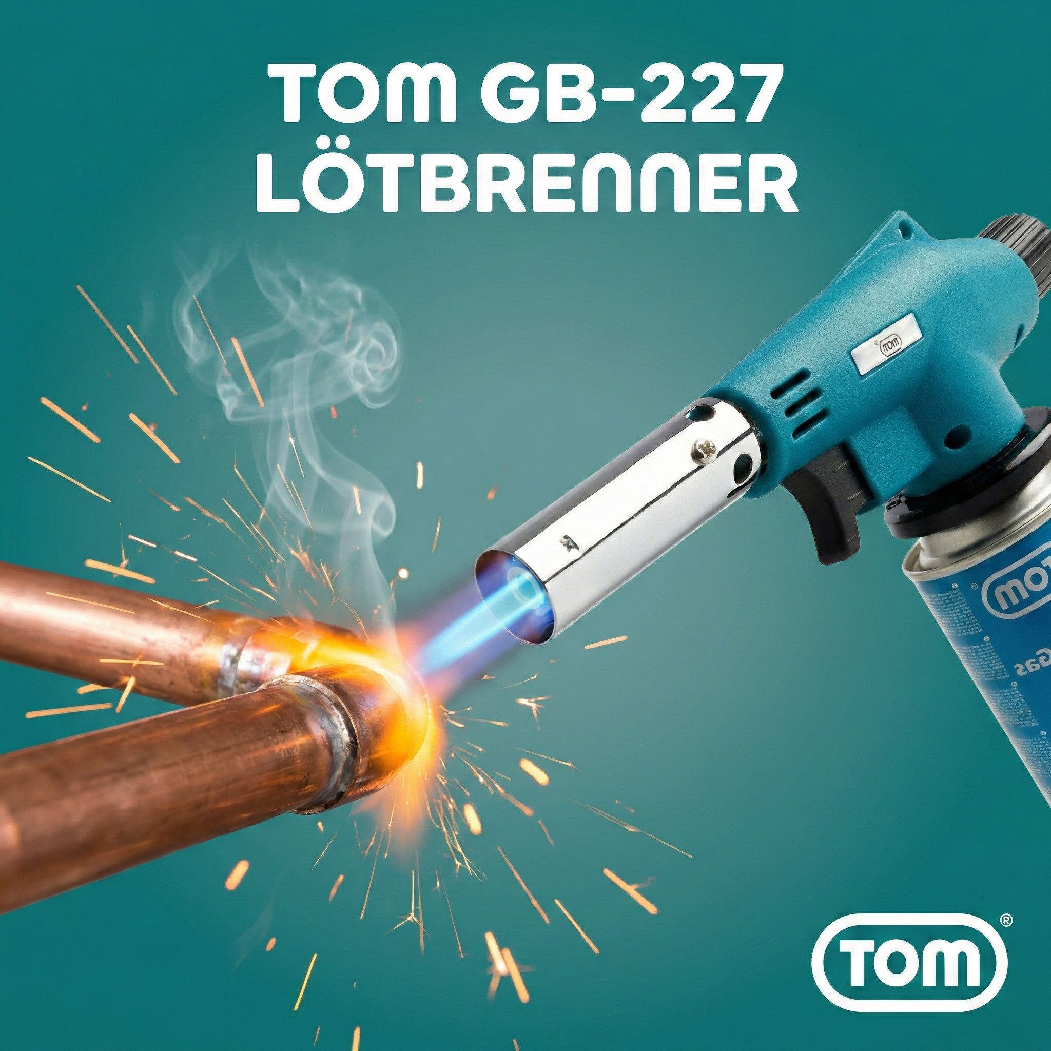 TOM Flambierbrenner Set optional mit 4x 224g Gaskartuschen, (1-tlg), 1300°C, Piezozündung, MSF-1A