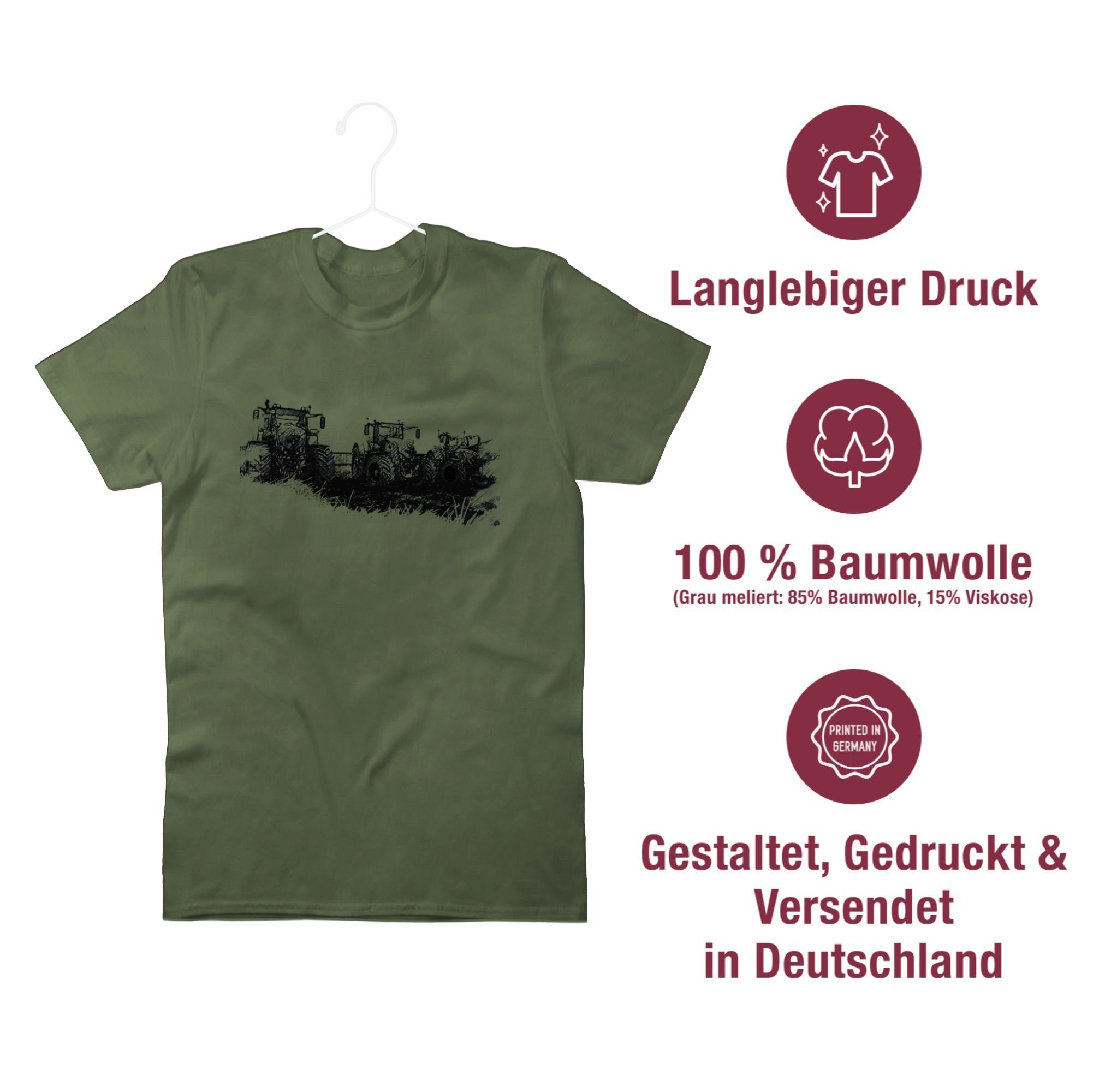 T-Shirt Traktoren Army Grün Wiese Traktor Shirtracer 2