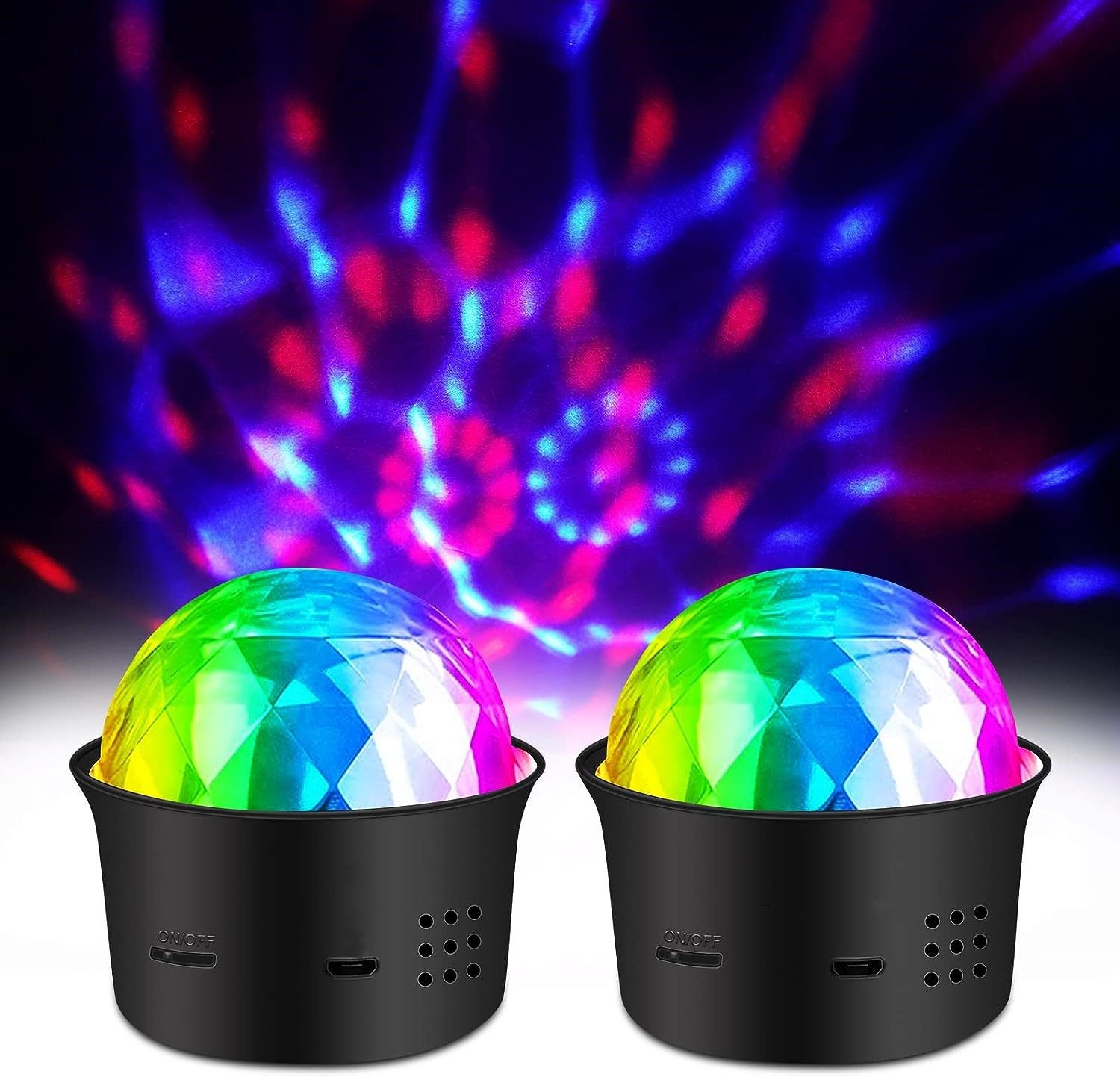 Welikera Discolicht 2 Stück Discokugel 5V Partylicht,RGB Partylicht USB Stimmungslicht