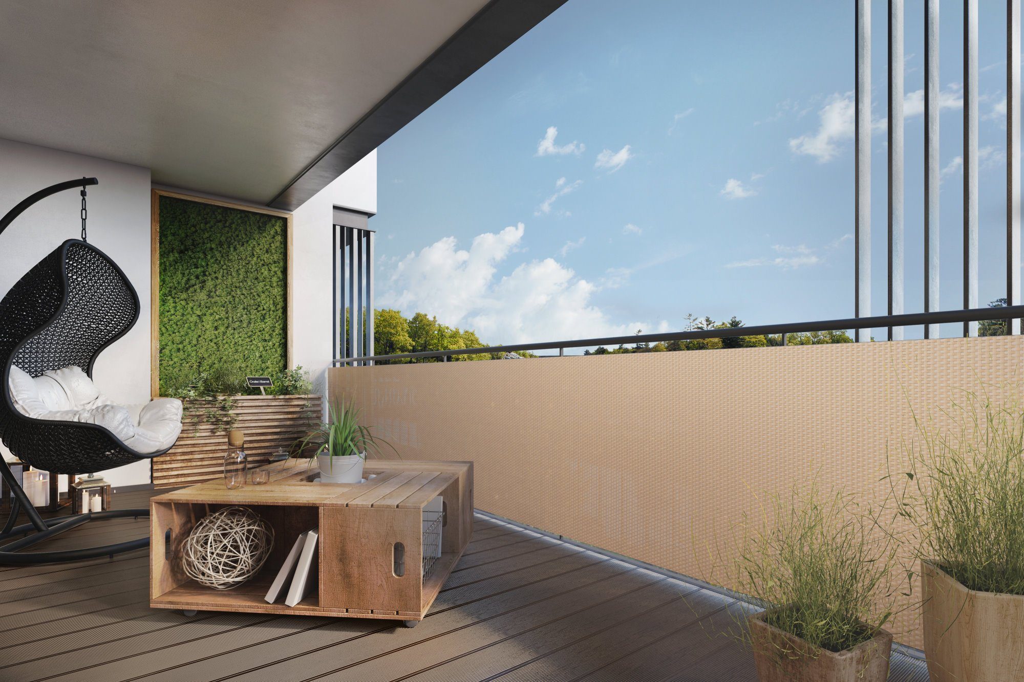 dynamic24 Balkonsichtschutz Polyrattan PVC Sichtschutzmatte 300x100 günstig online kaufen