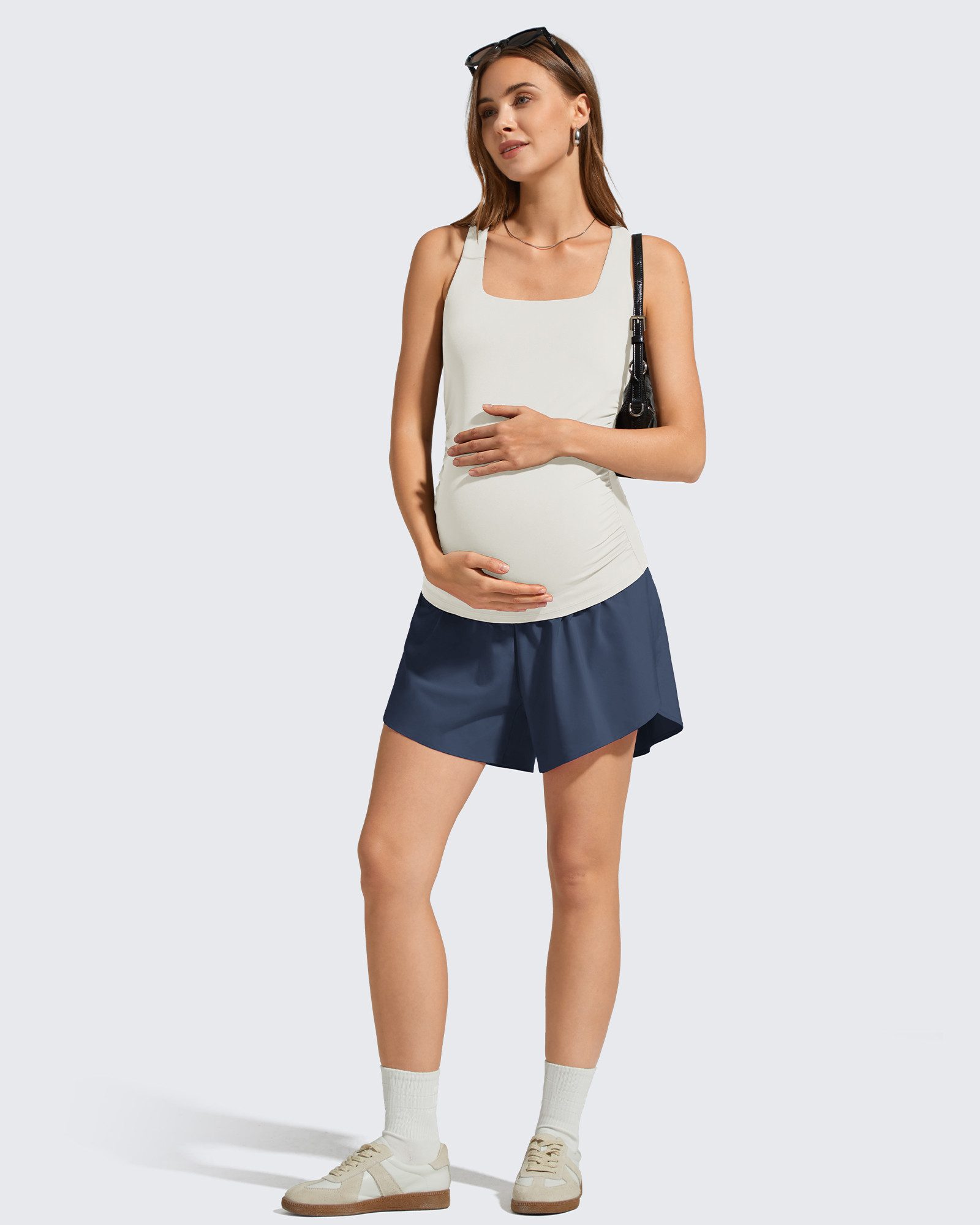 Umstandsshorts Damen Schwangerschafts-Sportshorts, High Waist Yoga Shorts