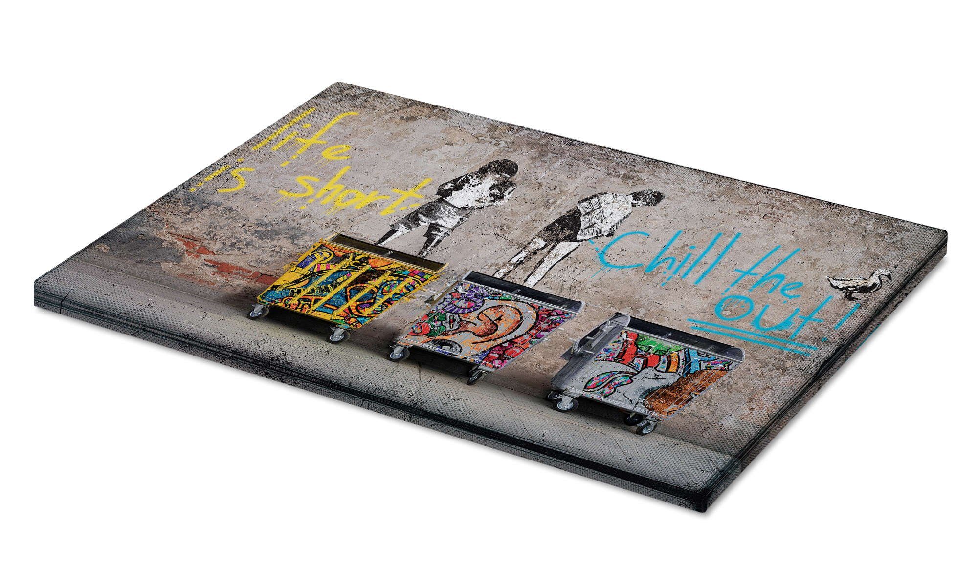 Posterlounge Wandbild Banksy - Life is short, chill the duck out!, Pineapple Licensing, erhältlich als Poster, Leinwandbild, Wandsticker oder Acrylglasbild