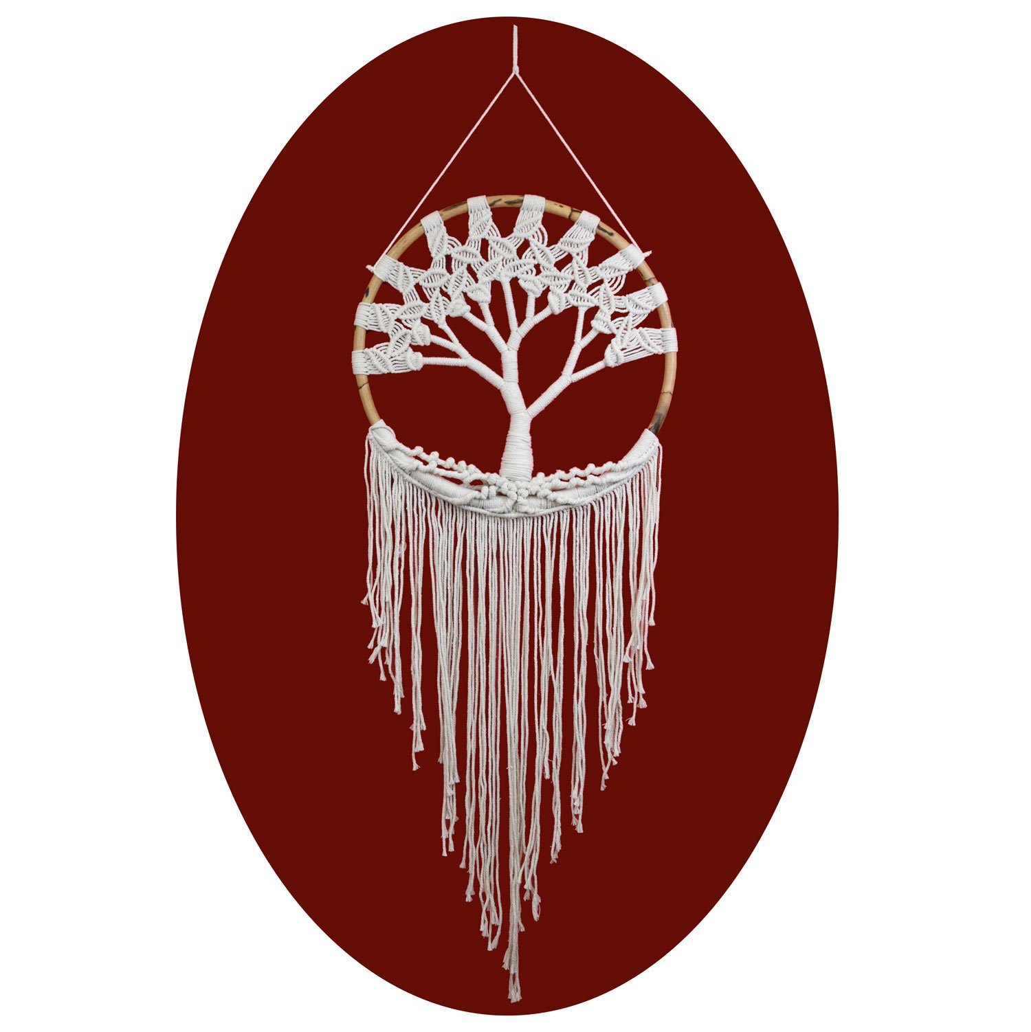 SIMANDRA Hängedekoration Traumfänger Lebensbaum ø 55 cm Makramee Gesamtlänge ca. 137 cm, Tree of Life