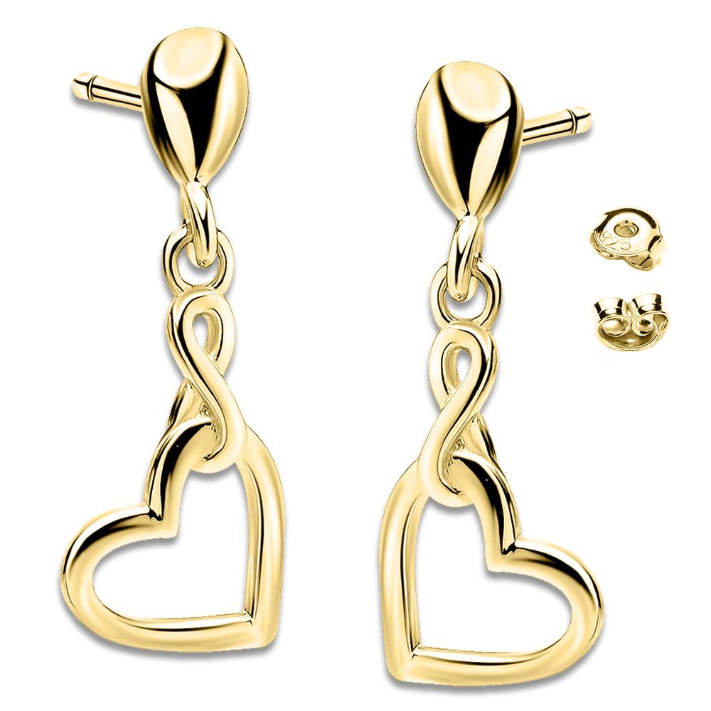 Zeichen Gold Gold Silber Paar Limana Sterling hängende 925 Ohrhänger Geschenk Ohrstecker P85+V12 mit Herz, Liebe Unendlichkeit Herzohrringe
