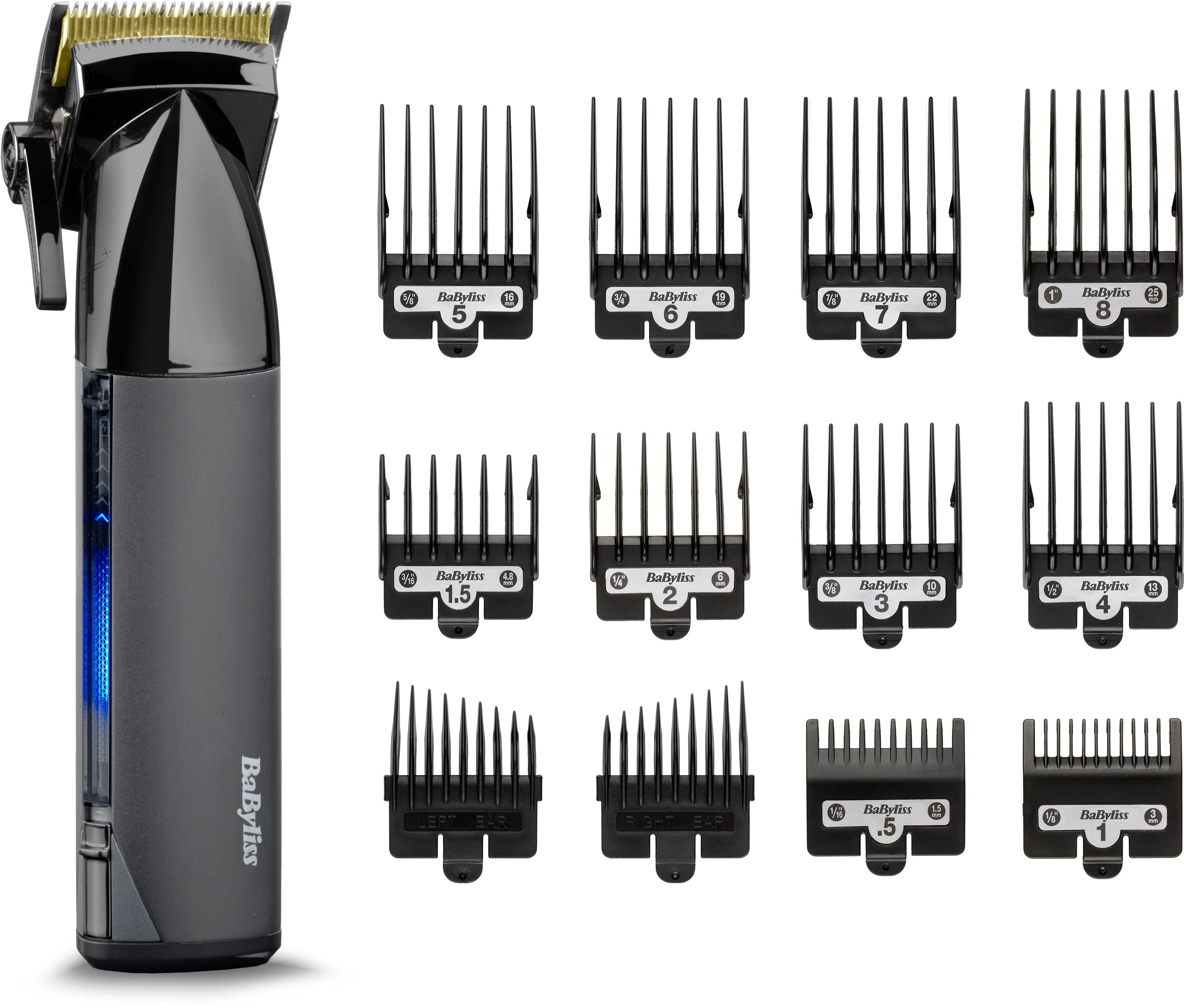 BaByliss Haarschneider Super-X Metal Haarschneider Black, 10 Kammführungen  0,5-8 (0,8mm-25mm)