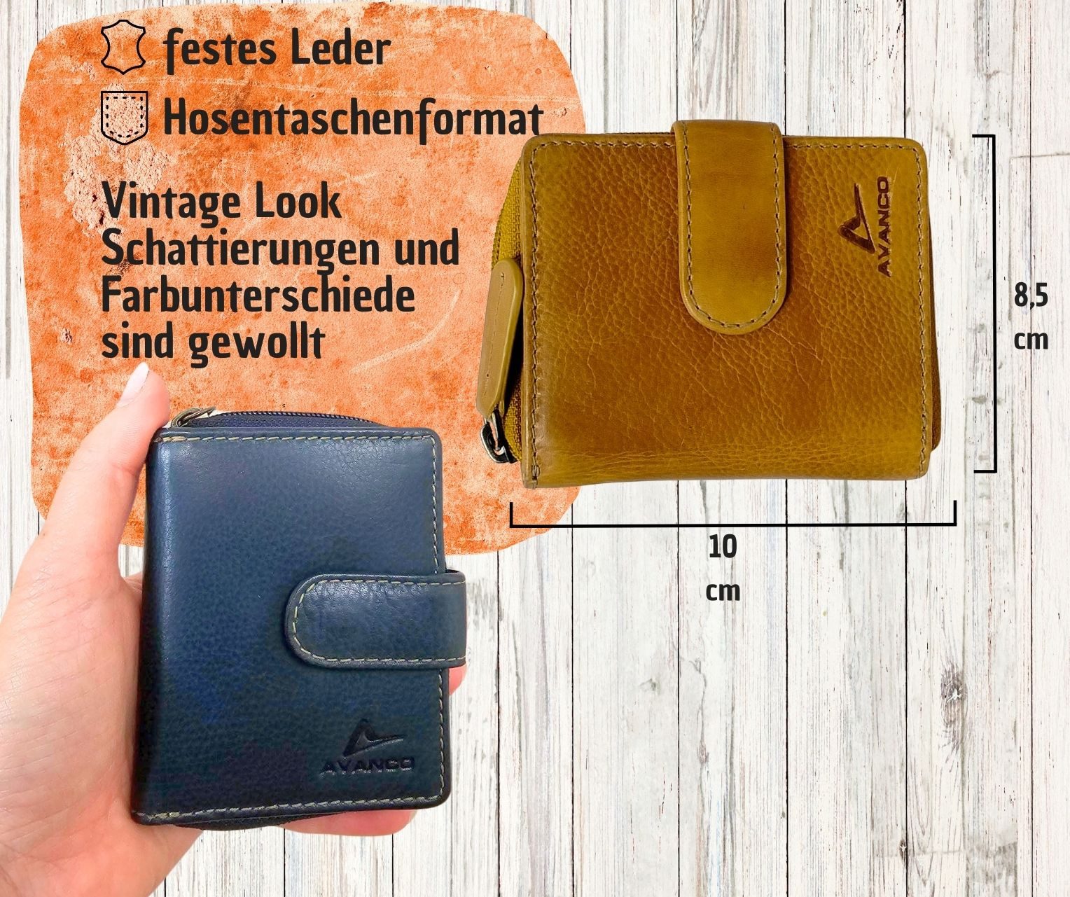 GlücksNugget Geldbörse Echtleder Damenbörse, braun
