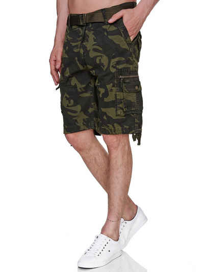 Rayshyne Cargoshorts RSH01 (Bermuda Sommer Camouflage Shorts mit Gürtel) Viele Taschen